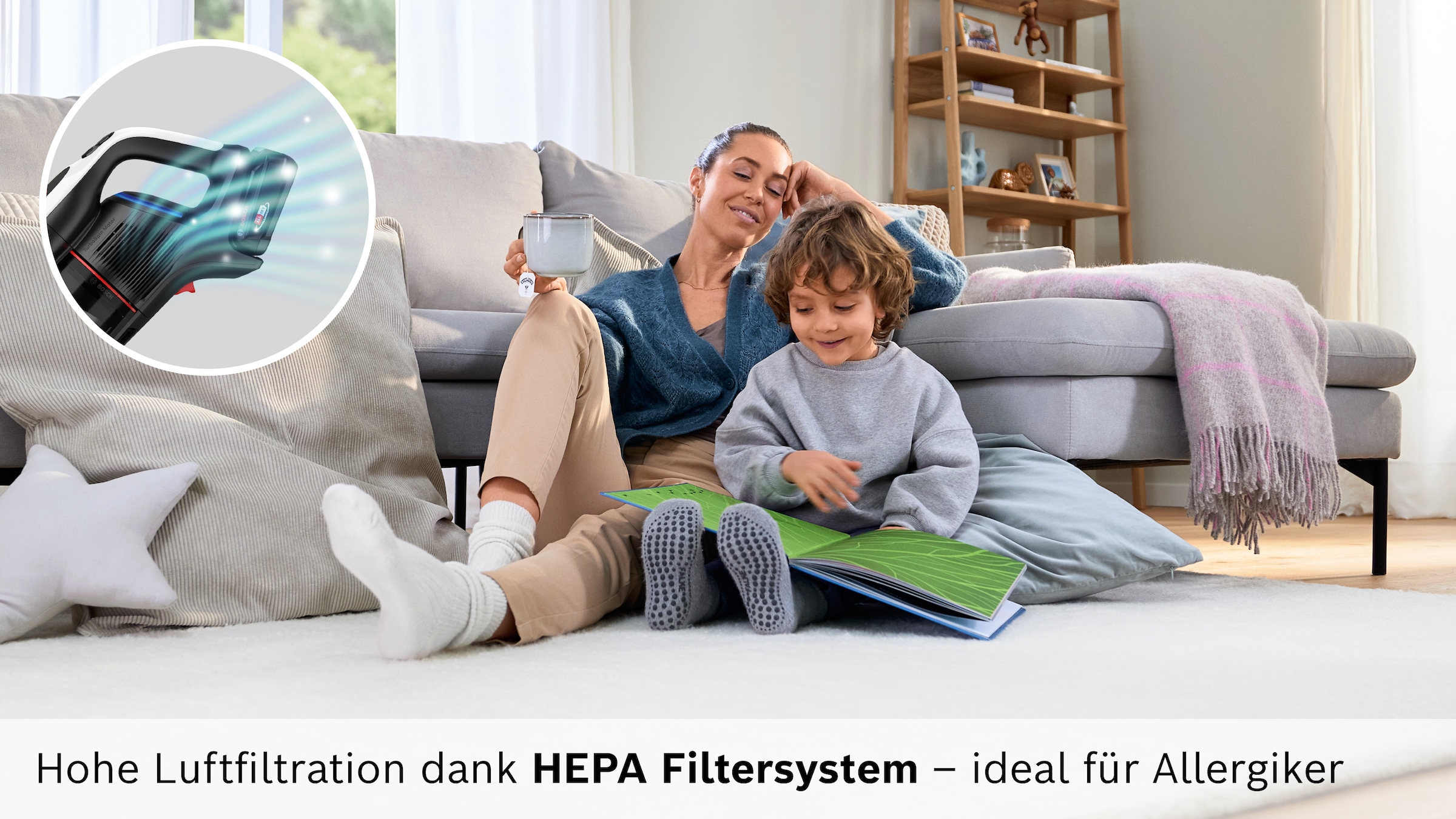 BOSCH Akku-Stielstaubsauger »Unlimited 9 BTS942WQC, MicroClean™ Technology, 10 Jahre Motorgarantie« LED-Licht, HEPA-Filtersystem, Schnellladegerät, 2 Akkus, weiß