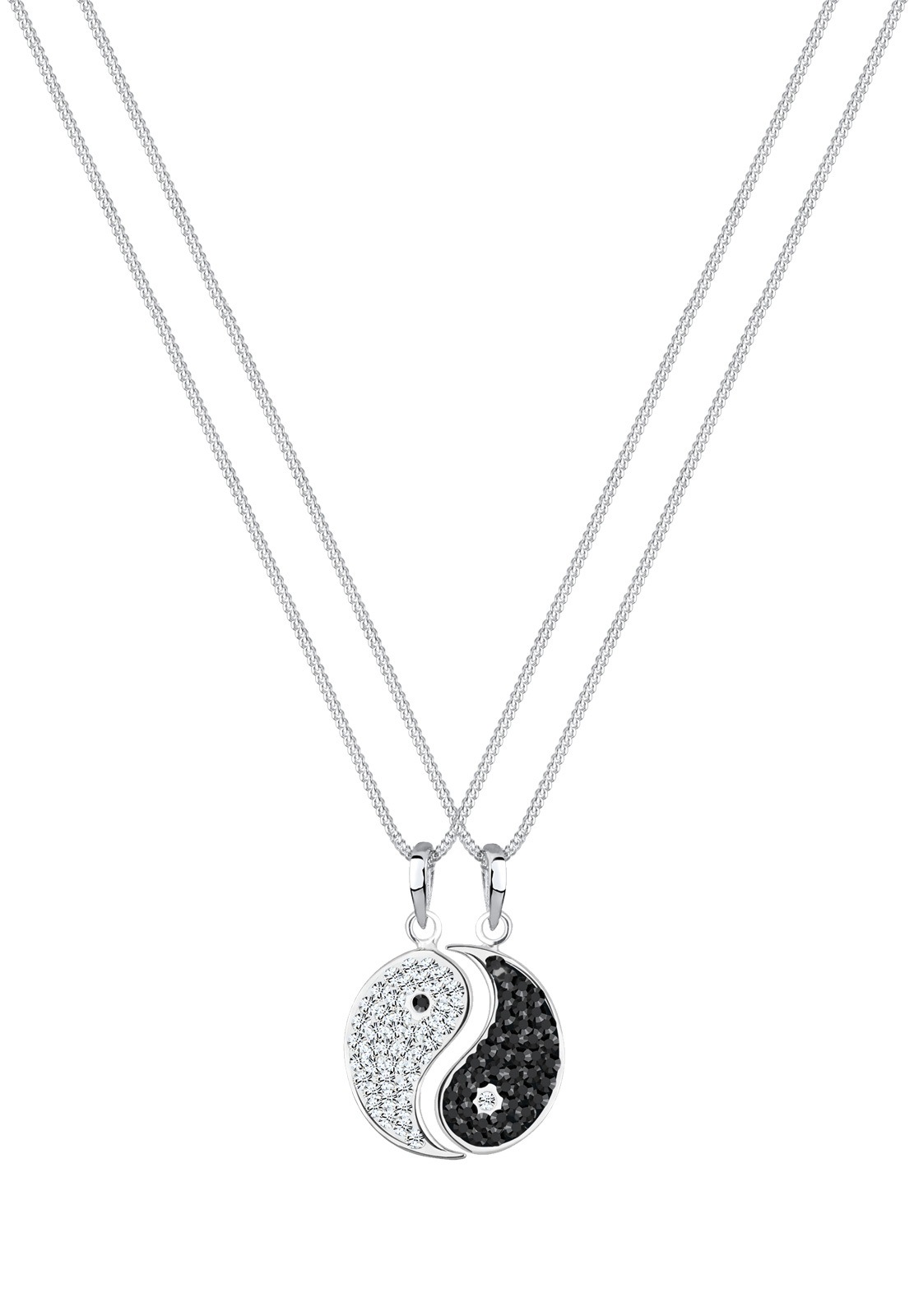 Elli Ketten-Set »Halskette Partnerkette Yin Yang Kristalle 925 Sterling Silber«