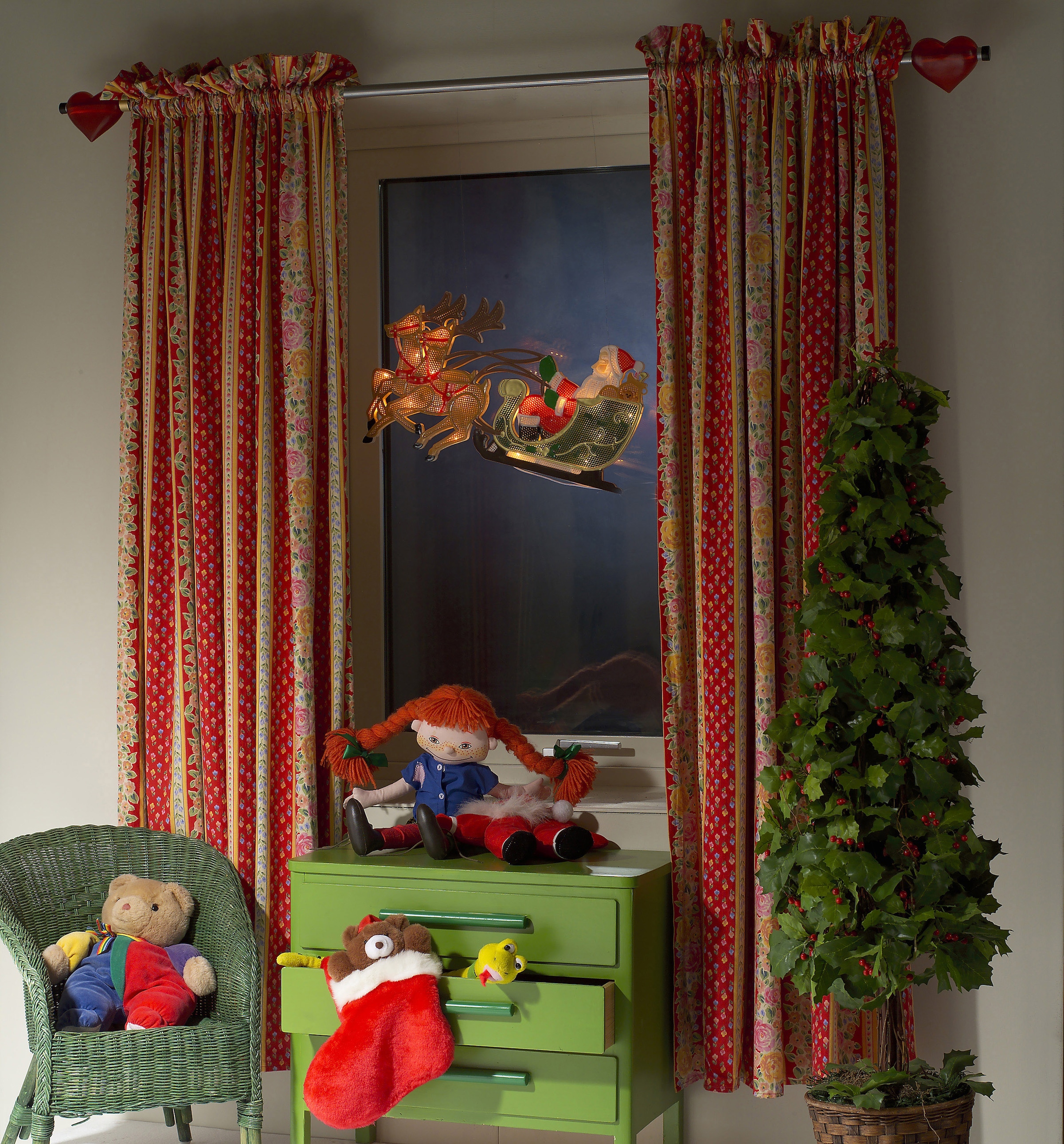 20 und Shop Online Schlitten Fensterbild, flammig-flammig, Weihnachtsmann Fensterbild mit LED »Weihnachtsdeko«, OTTO LED KONSTSMIDE im Rentier