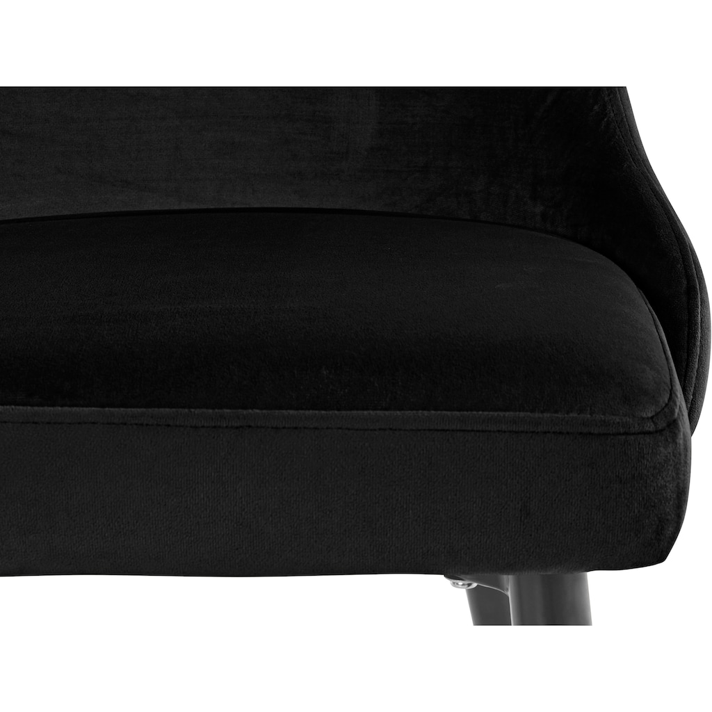 Leonique Esszimmerstuhl »Lonessa« (2 Stück). Mit Steppung und Knöpfen an der Rückenseite, mit einem schwarz/goldfarbenen Metallgestell, in verschiedenen Farbvarianten erhältlich, Sitzhöhe 49 cm
