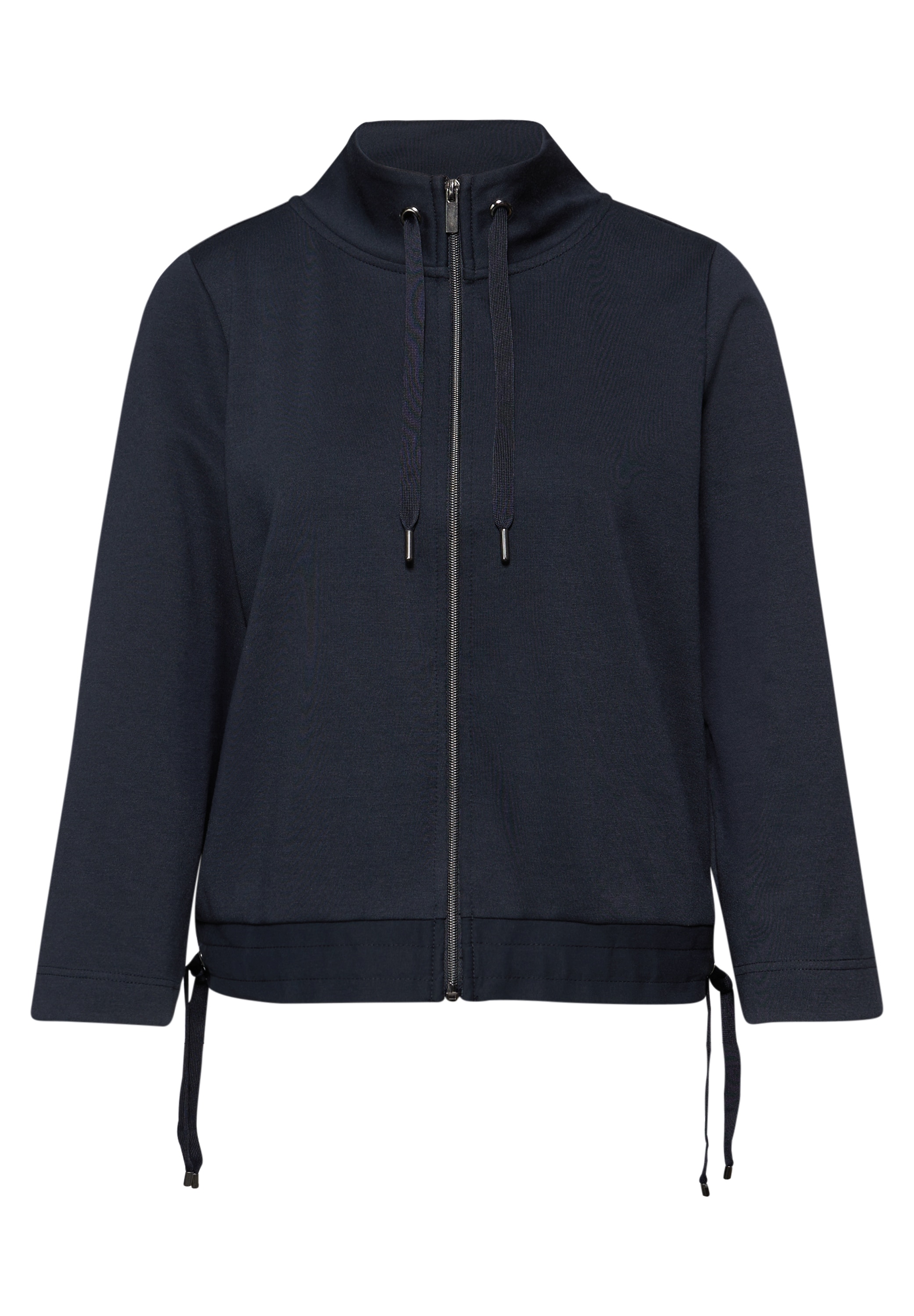 STREET ONE Sweatjacke 3/4-Arm mit Stehkragen und Kordelzügen