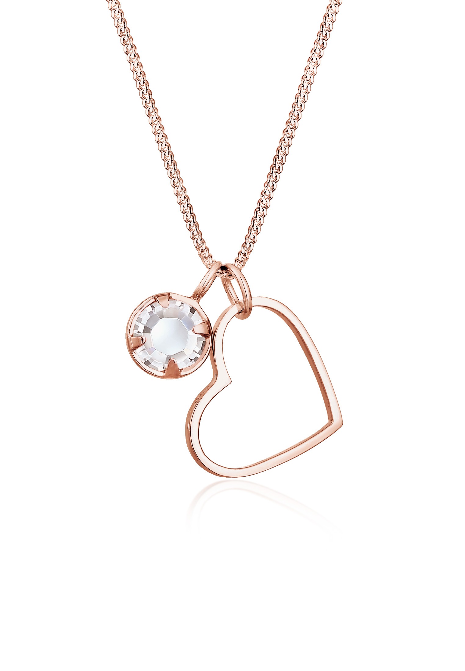 Elli Silberkette »Halskette Herz Glas Kristalle Weiß 925 Sterling Silber«