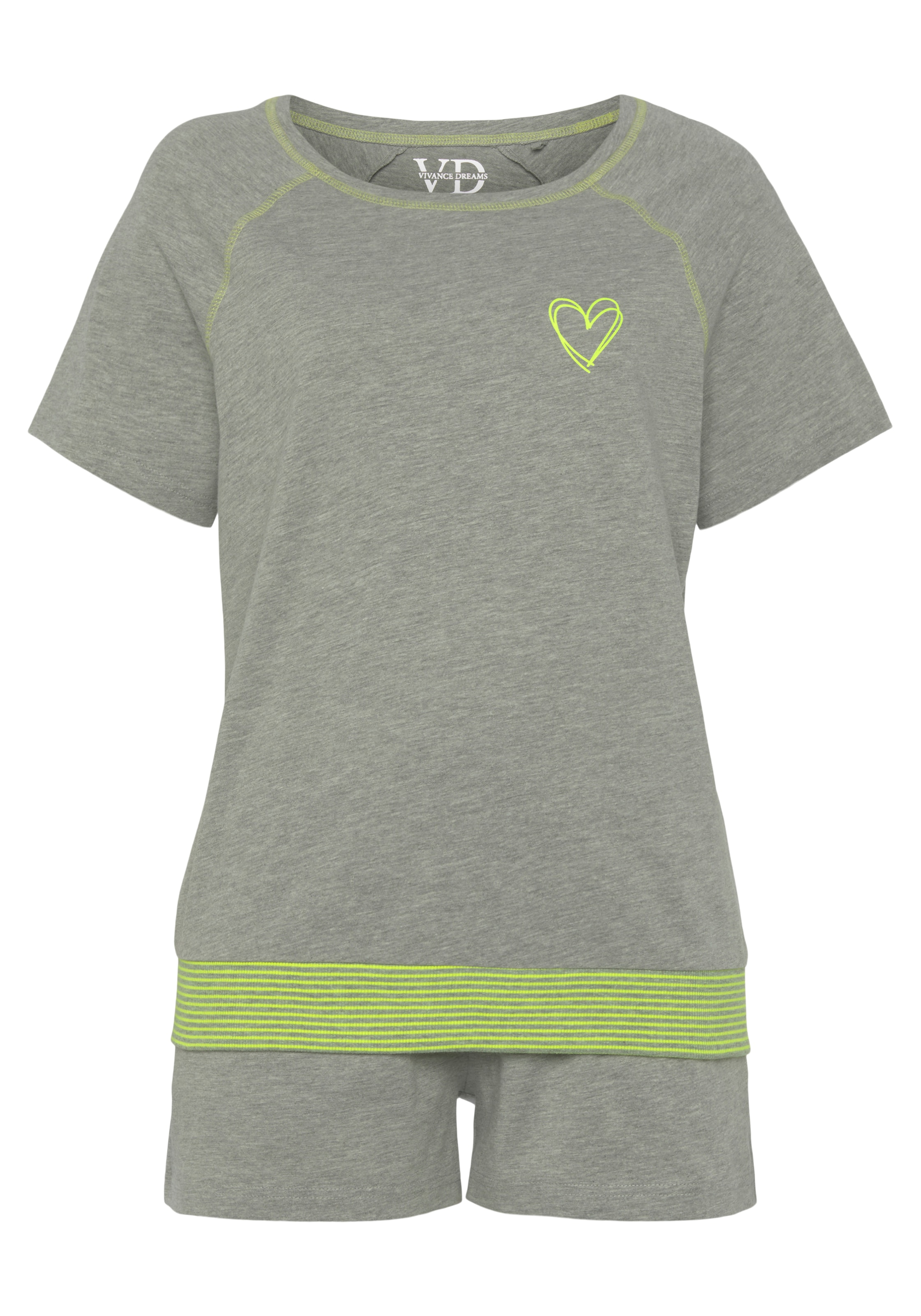 Vivance Dreams Shorty 2-teilig, 2 tlg. mit dekorativen Flatlock-Nähten in Neonfarben