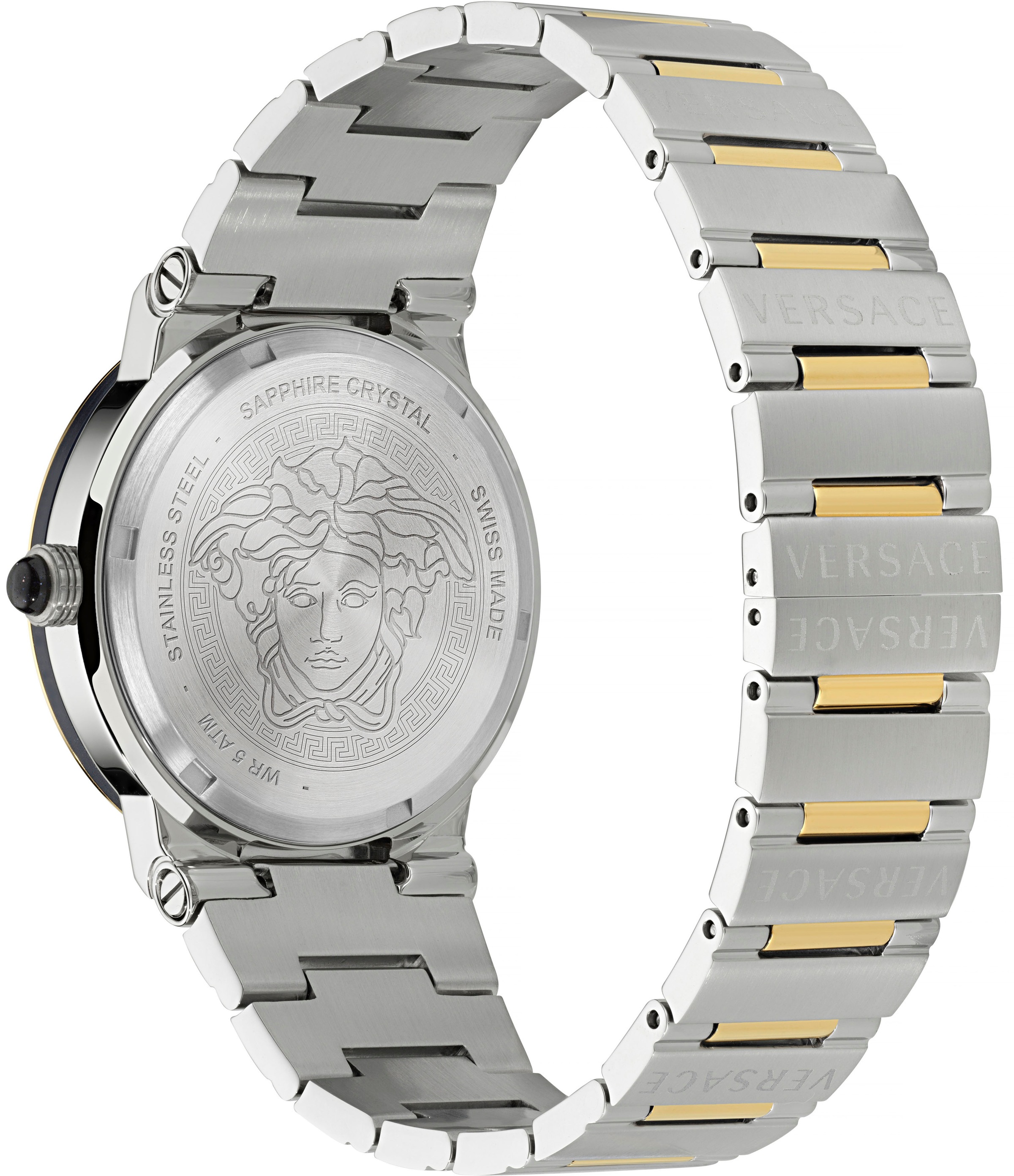 Versace Quarzuhr »GRECA LOGO MOONPHASE, VE7G00223«, Armbanduhr, Damenuhr, Saphirglas, Datum, Swiss Made, bicolor, analog