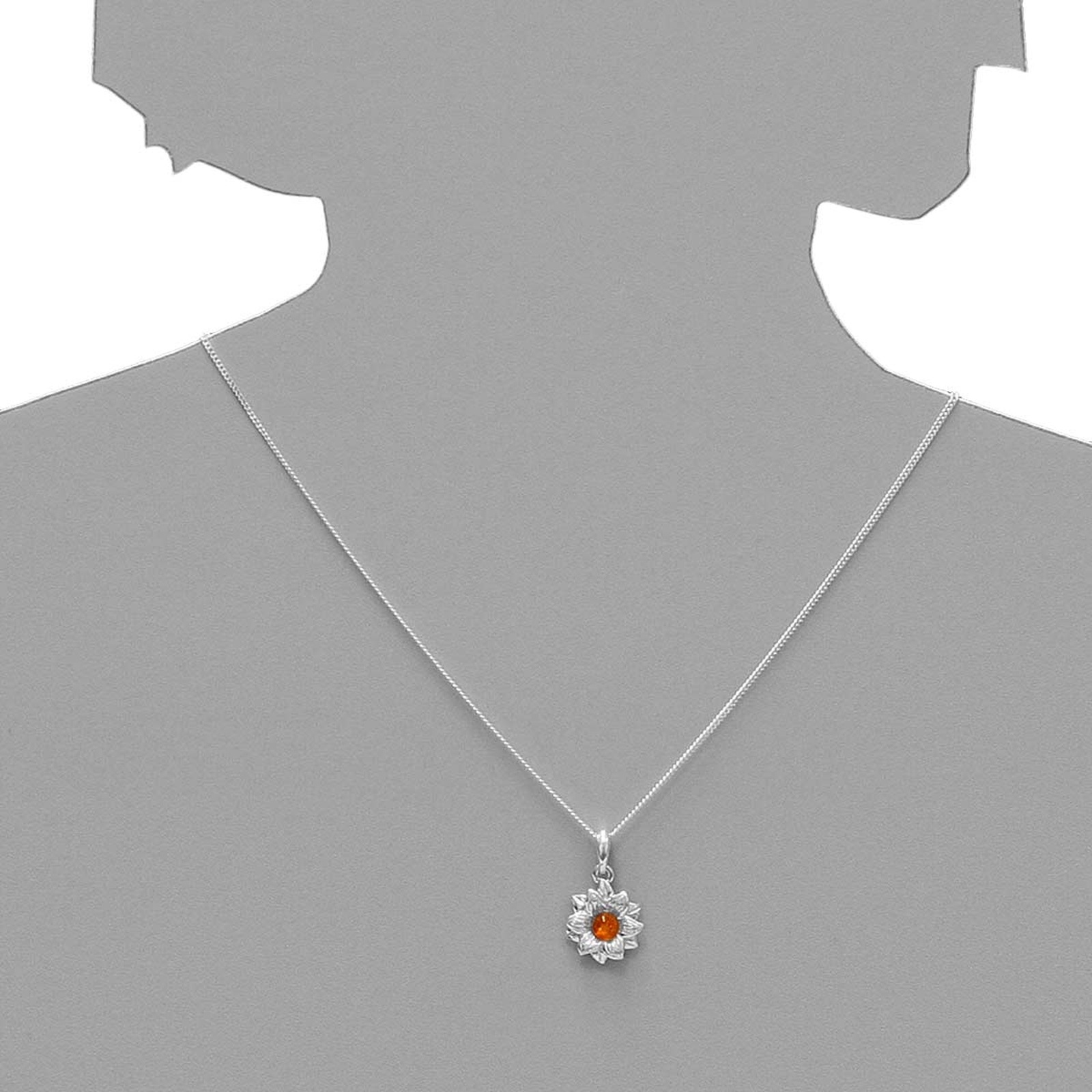 OSTSEE-SCHMUCK Kette mit Anhänger »- Blüte - Silber 925/000 - Bernstein«