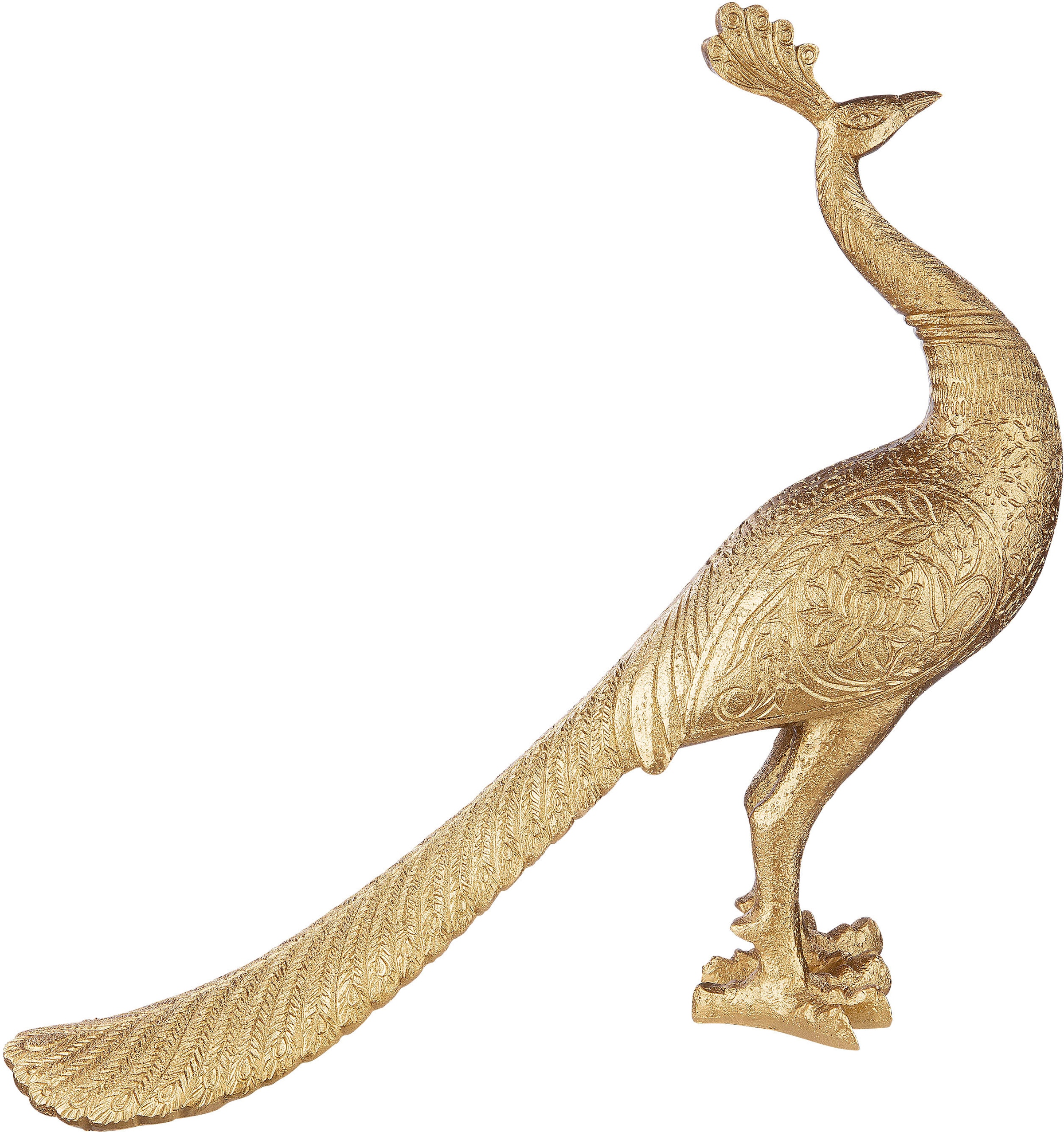 Dekofigur »Tierfigur Pfau, gold«, Dekoobjekt, Höhe 37 cm, Wohnzimmer