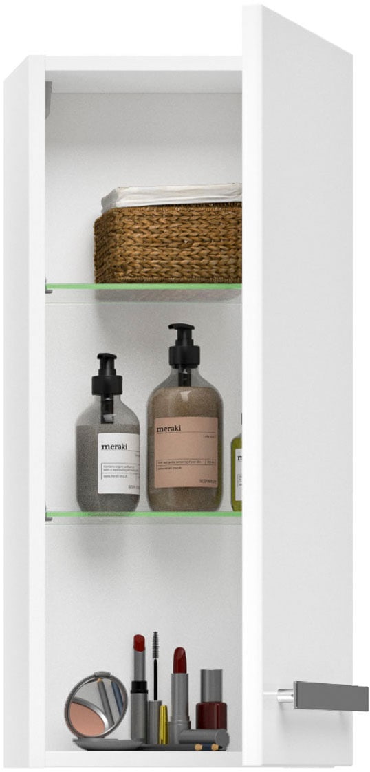 Saphir Badmöbel-Set »Serie 4005, vormontiert, Glaswaschbecken, Spiegelschrank«, (Set, 6 St.), Badezimmer-Set mit Unterschrank, Hängeschrank, Hochschrank, Türdämpfer
