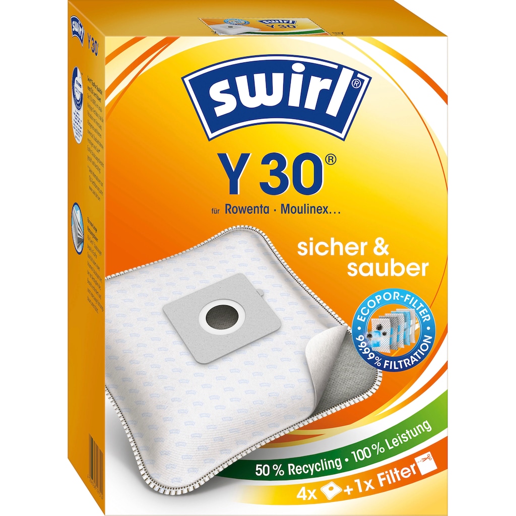 Swirl Staubsaugerbeutel »Y 30«, (Packung), für LG Electronics, Clatronic und Rowenta, 4er-Set