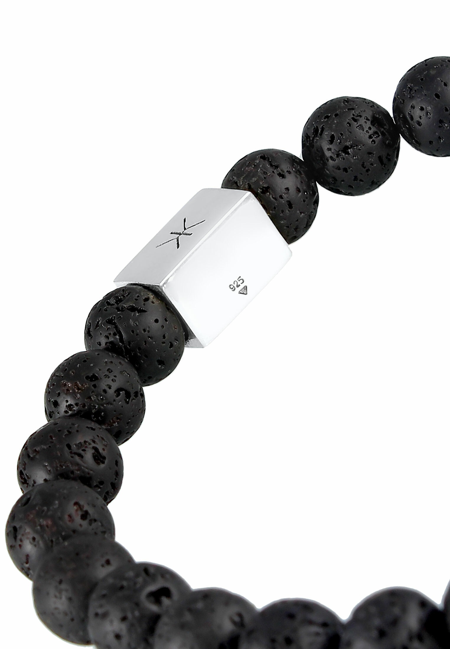 Kuzzoi Armkette »Armband Herren Lava Edelstein Bead Rechteck 925 Silber«