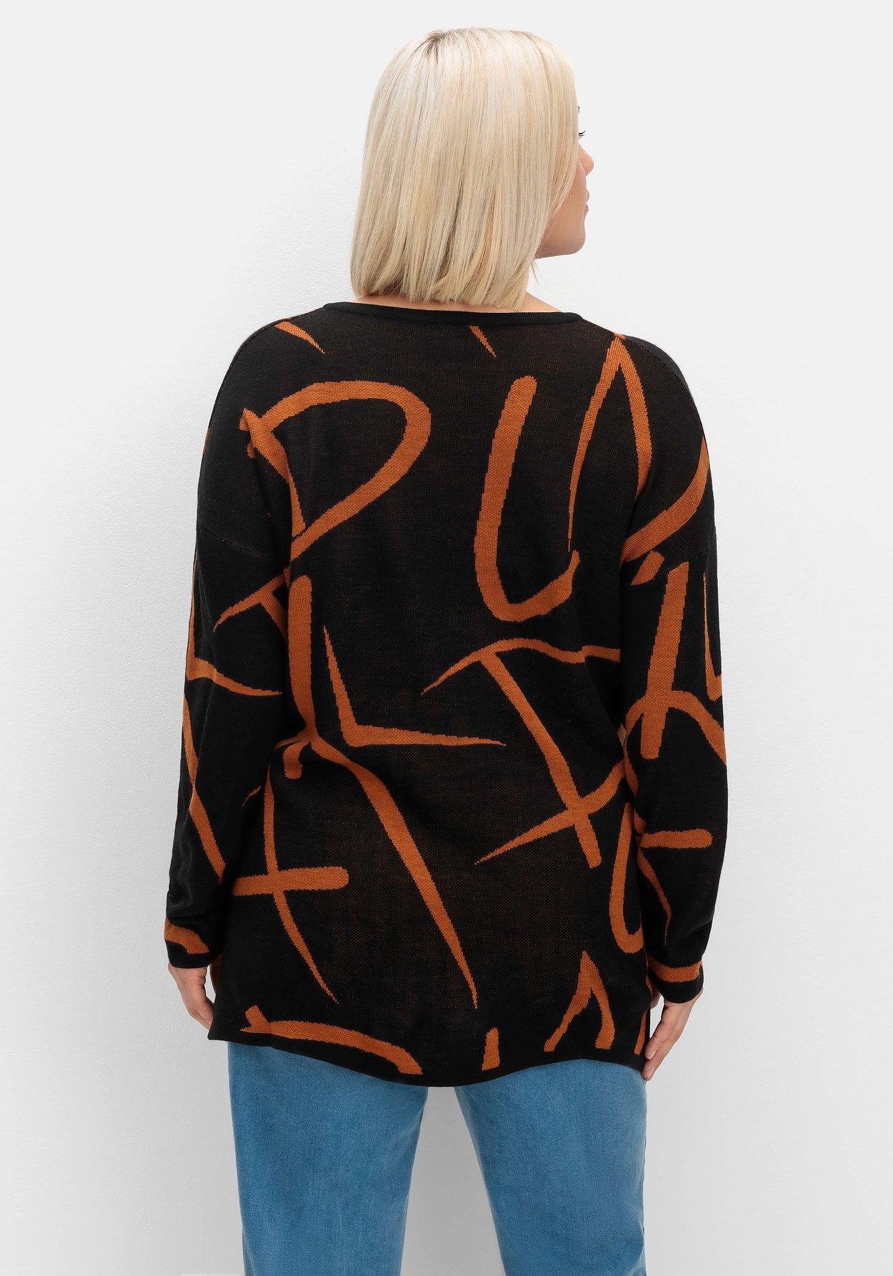 Sheego Longpullover »Pullover mit Jacquard-Strickmuster«