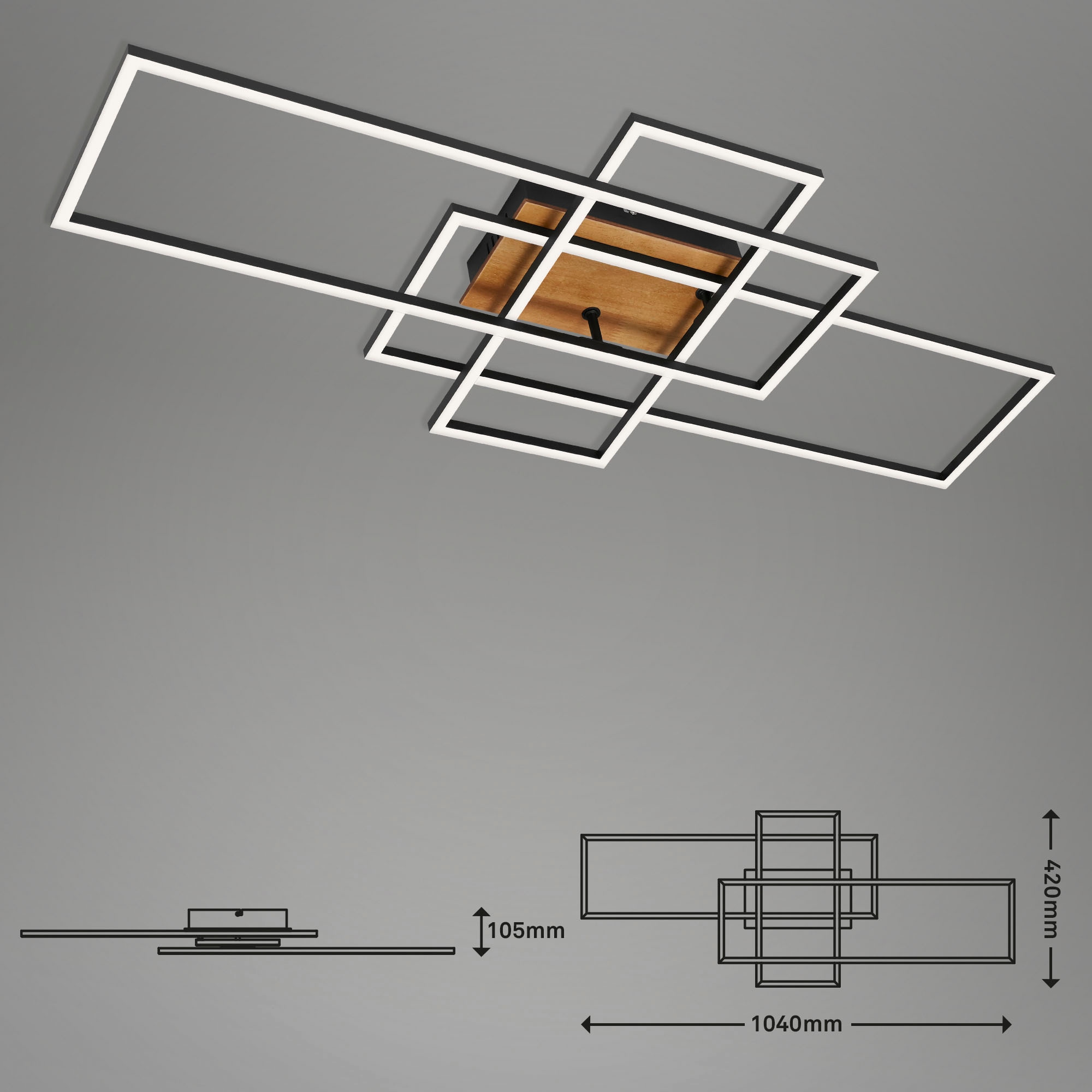 Briloner Leuchten LED Deckenleuchte »3156018 FRAME«, 2 flammig, Deckenlampe, 104x42x10cm, Chrom, 55W, Wohnzimmer, Schlafzimmer, Küche