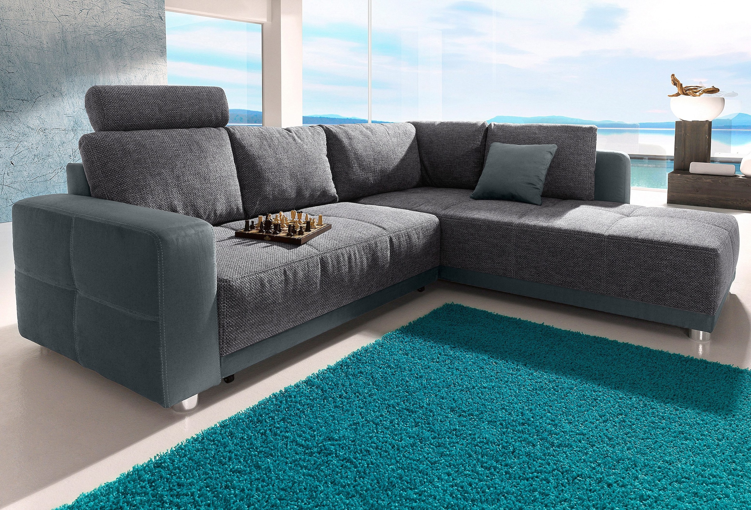 Places of Style Ecksofa, mit Bettfunktion, Bettkasten und Federkern, wahlweise mit 1...