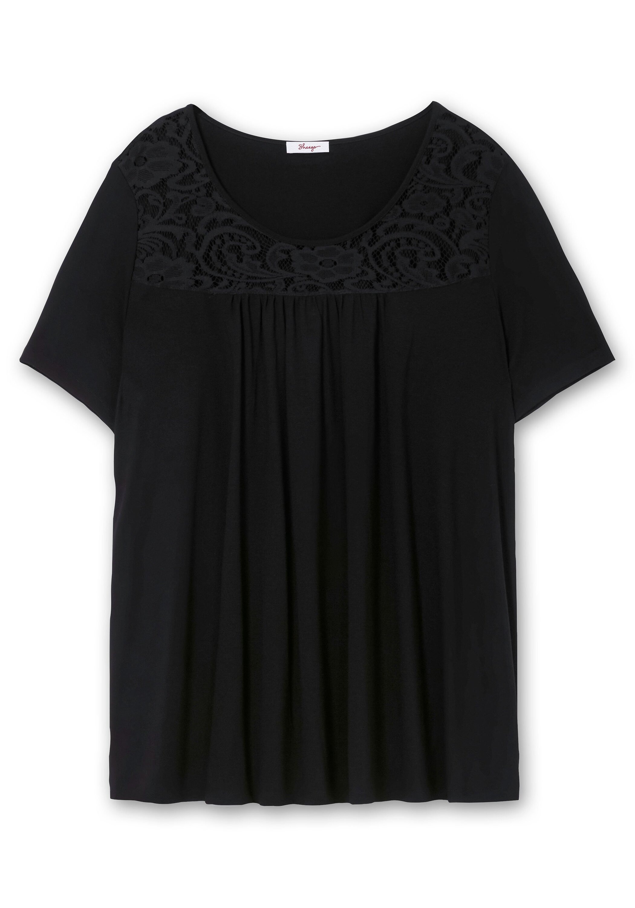 Sheego Longshirt »Longshirt mit Spitzenpasse, in A-Linie«
