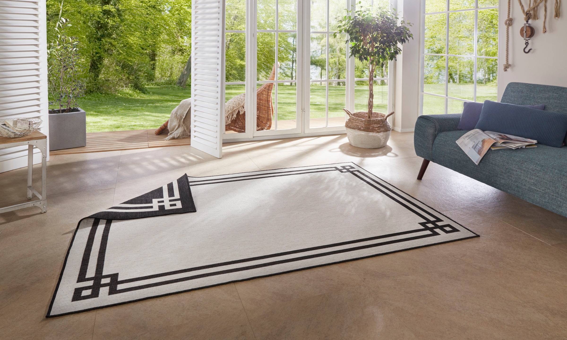 NORTHRUGS Teppich »Manito«, rechteckig, 5 mm Höhe, In-und Outdoor geeignet, Robust, Pflegeleicht, Flachgewebe, Wendbar