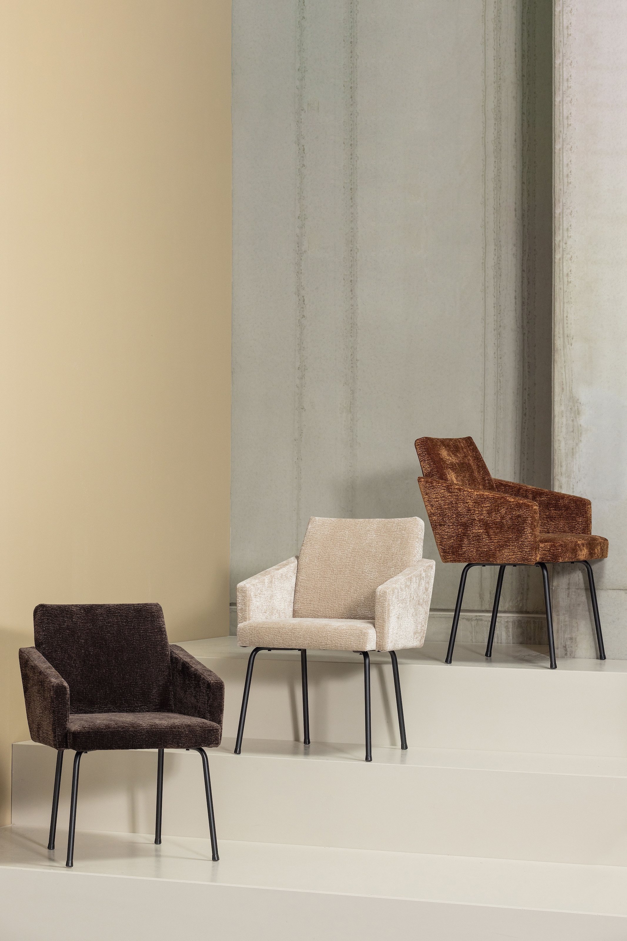 WOOOD Esszimmerstuhl »Mount mit Textur Chenille bezug en Metallgestell B 61 x T 65 x H 82 cm« (Set) 2 Stk.Maximale Verschleißfestigkeit, mit mattem Glanz, Tragkraft 100 kg