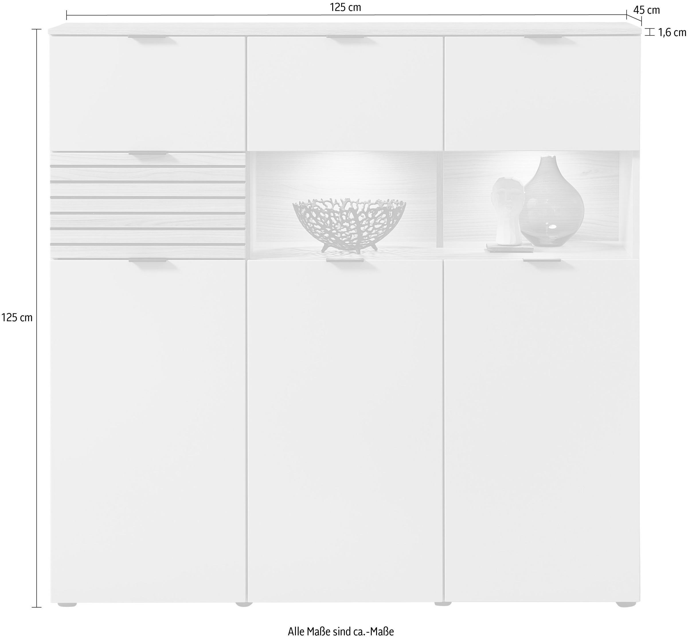Innostyle Highboard »INA Highboard,  84 x 125 x 45 cm (B/H/T)« 1 Stk. tlg.