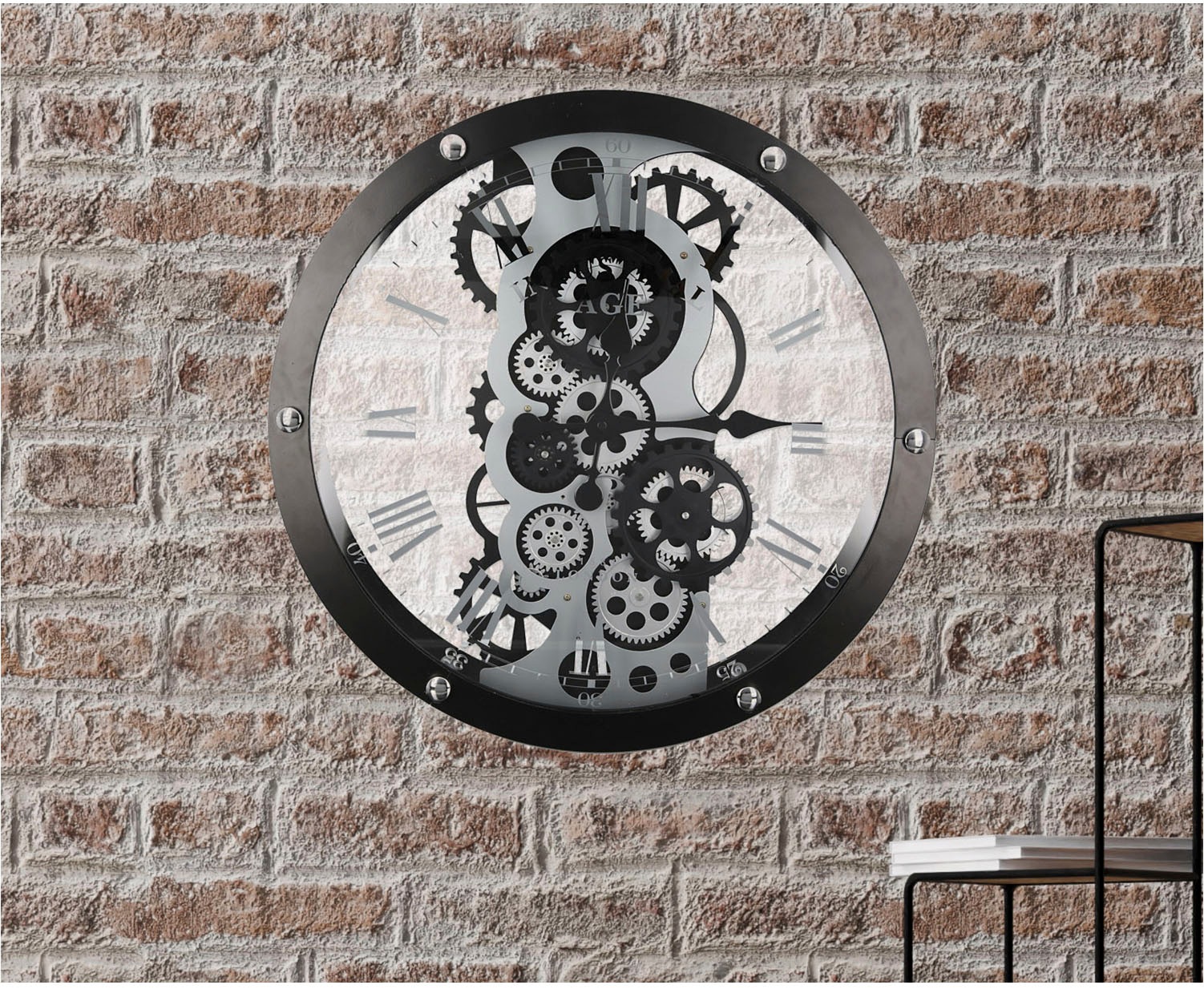 Casablanca by Gilde Wanduhr »Wanduhr rund Industry schwarz H. 52 cm«
