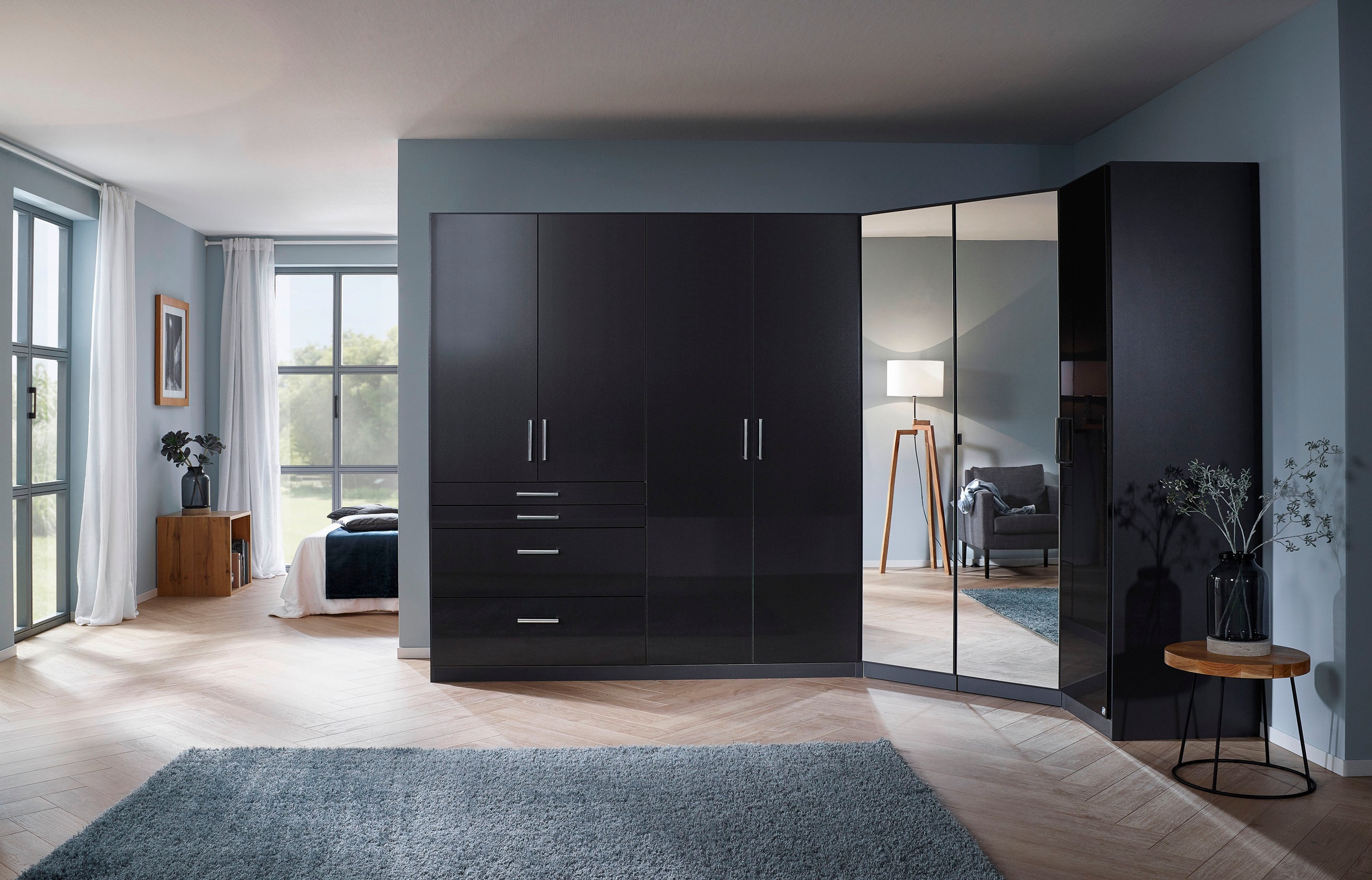 rauch Schrank-Set »Kleiderschrank Schrank Garderobe Garderobenschrank Eckschrank HOMBURG«, viel Stauraum, oberer Schubkasten mit Einteilung MADE IN GERMANY