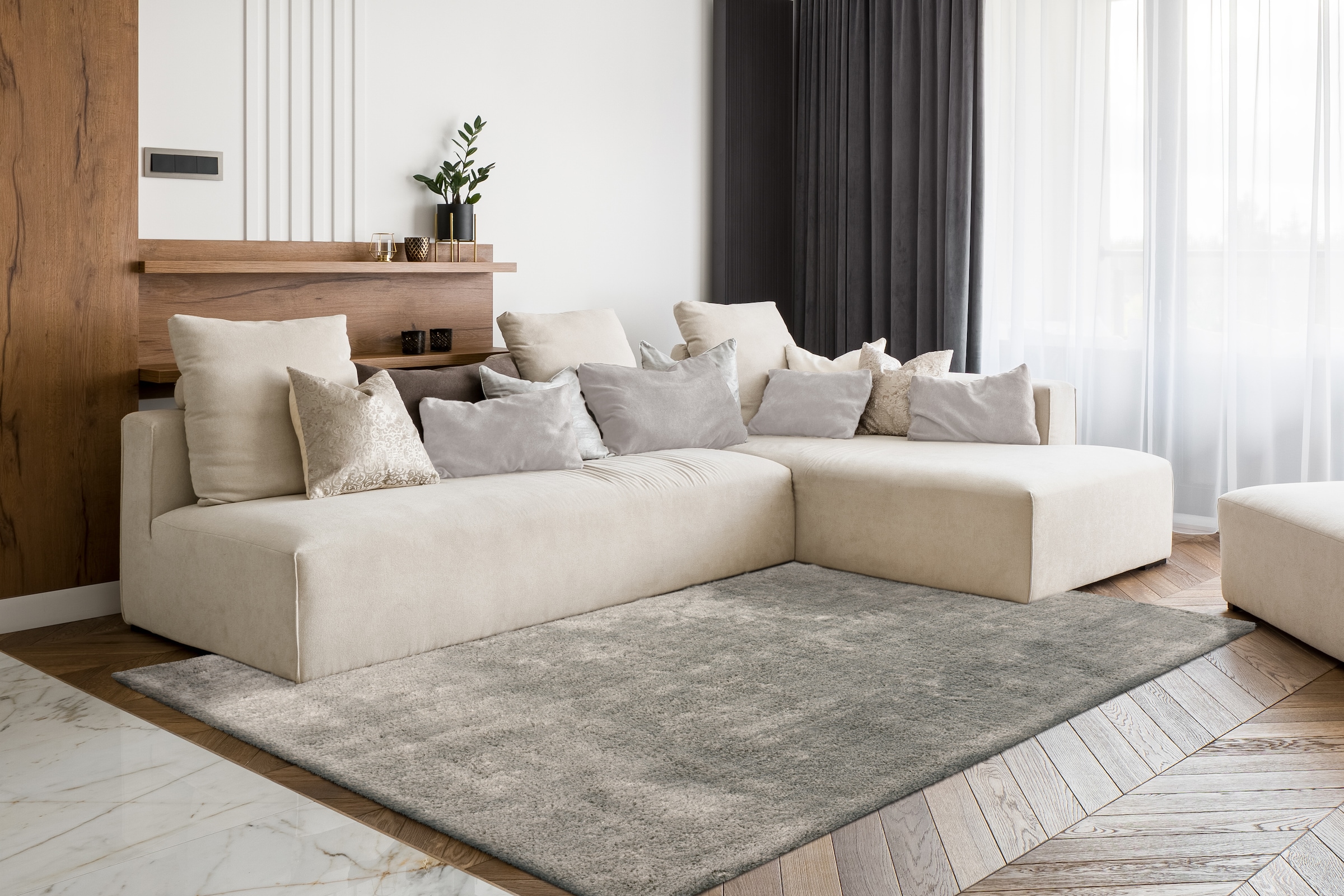 Kayoom Teppich »Bali 110« rechteckig 40 mm Höhe flauschig und weich, UNI-Farben, hochflorig, hochwertiges Material