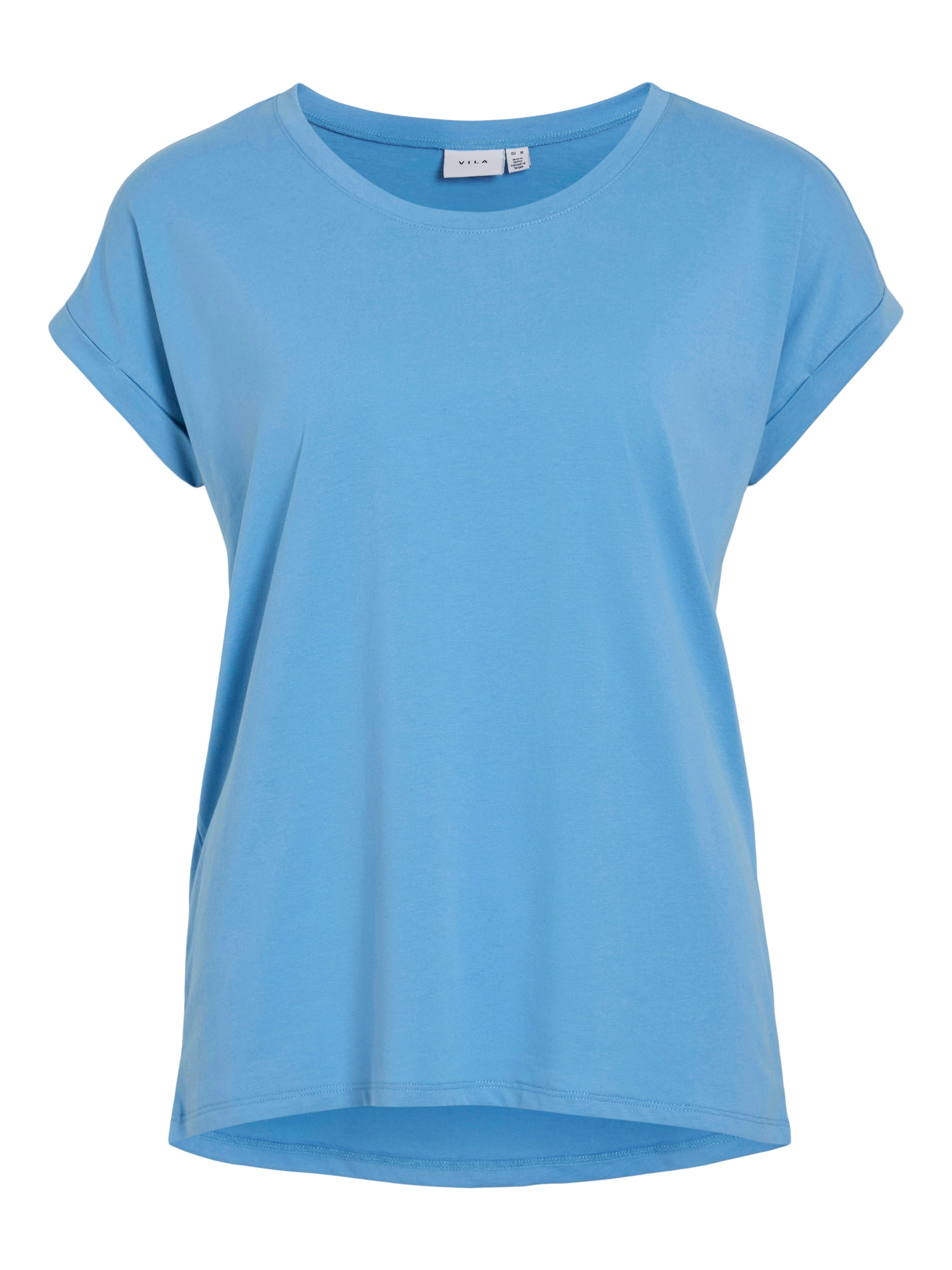 Vila Rundhalsshirt »VIDREAMERS NEW PURE T-SHIRT/SU-NOOS«, Basic Damen-T-Shirt mit Rundhalsausschnitt und umgeschlagenen Ärmeln