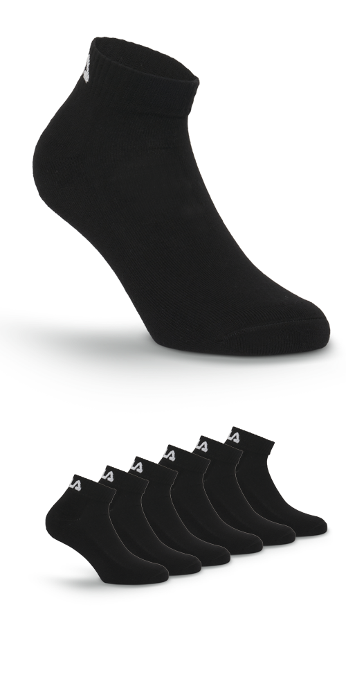 Fila Kurzsocken »UNISEX FITNESS QUARTER SOCKS HALF TERRY« 6 Paar tlg. mit verstärkter Ferse in schwarz, Größe 39-42