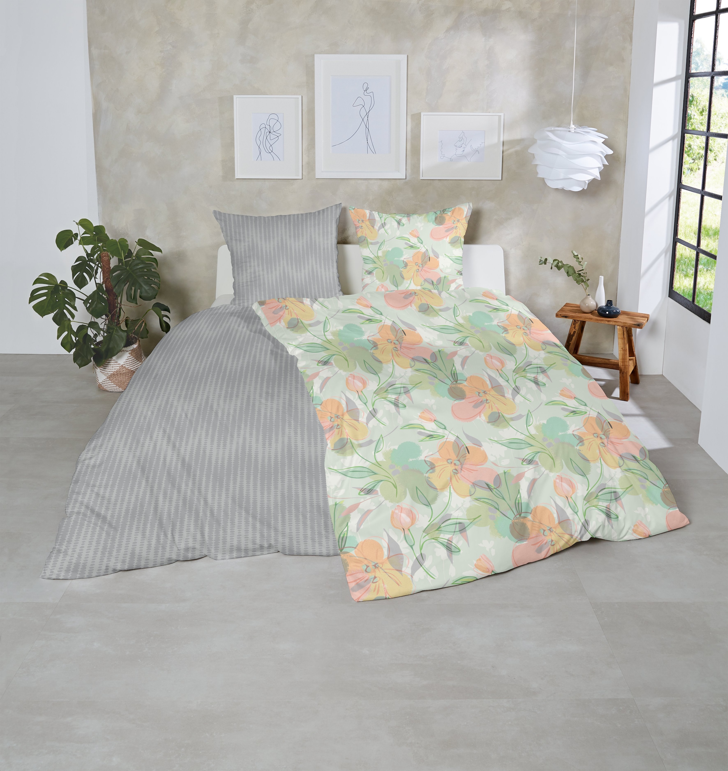 Primera Bettwäsche »Feinbiber-Bettwäsche Floris« 2 Stk. tlg. mit zarten Blüten