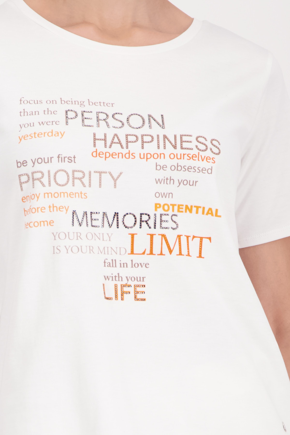 Monari T-Shirt Rundhalsausschnitt, Regular Fit, Strasssteine