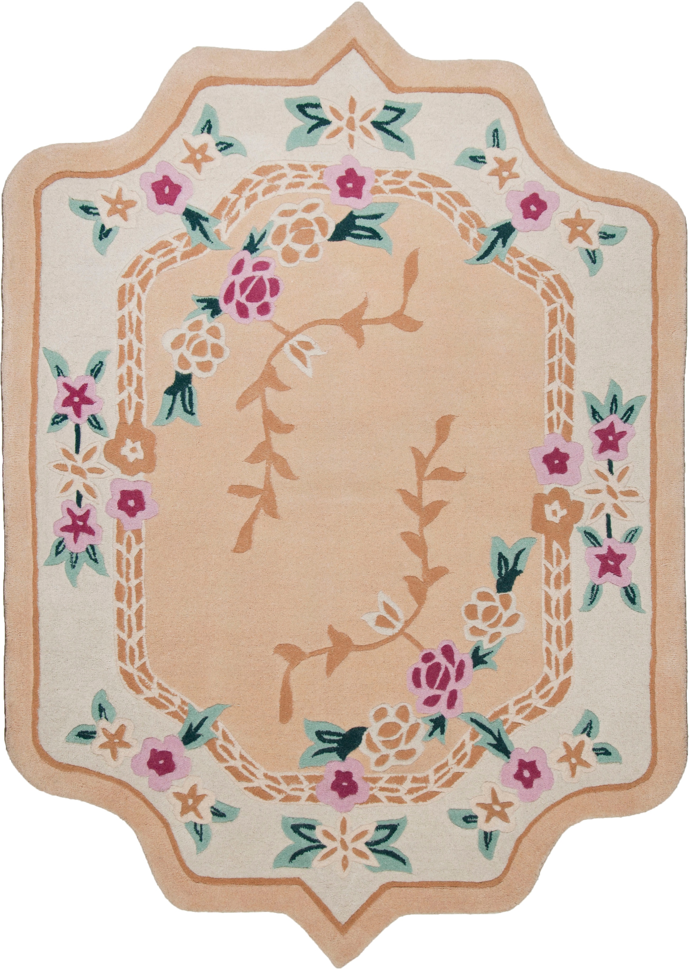 THEKO Wollteppich »Lifou« blumenförmig 14 mm Höhe reine Wolle, handgewebt, ideal im Wohnzimmer & Schlafzimmer