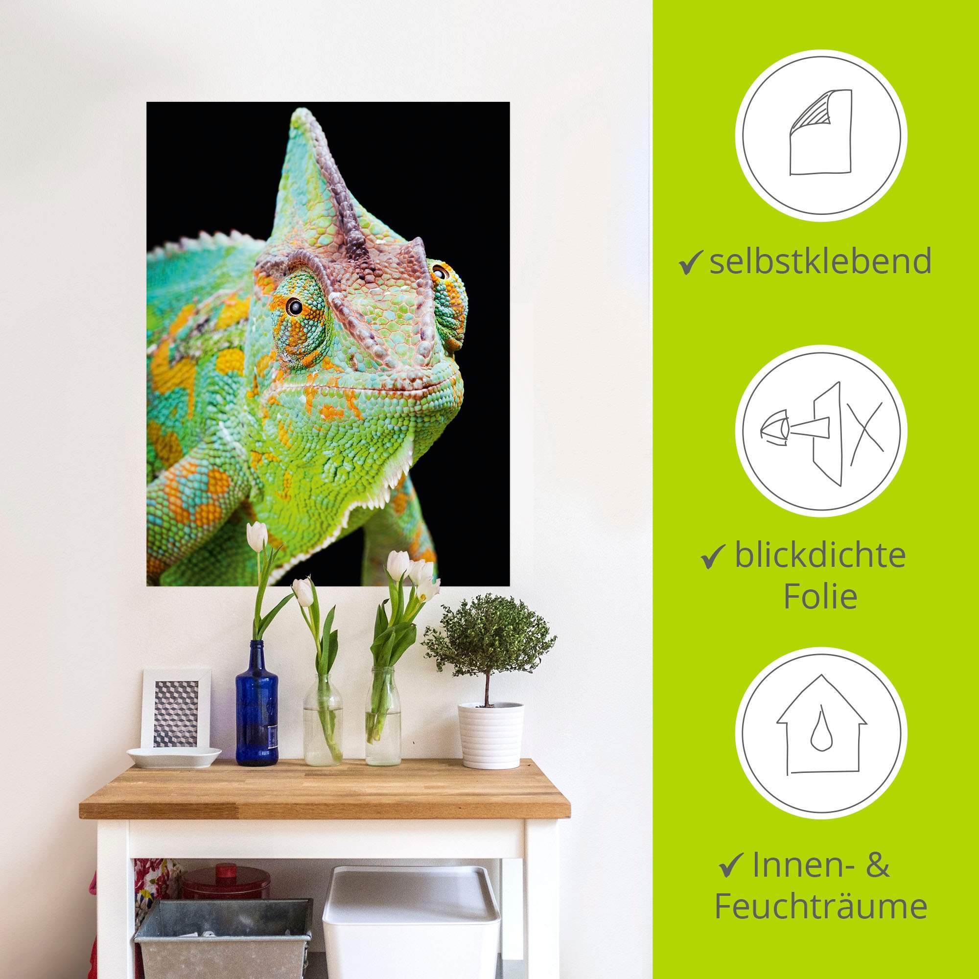Artland Wandbild »Yemen Chamäleon«, Reptilien, (1 St.), als Alubild, Outdoorbild, Poster, Wandaufkleber in verschied. Größen