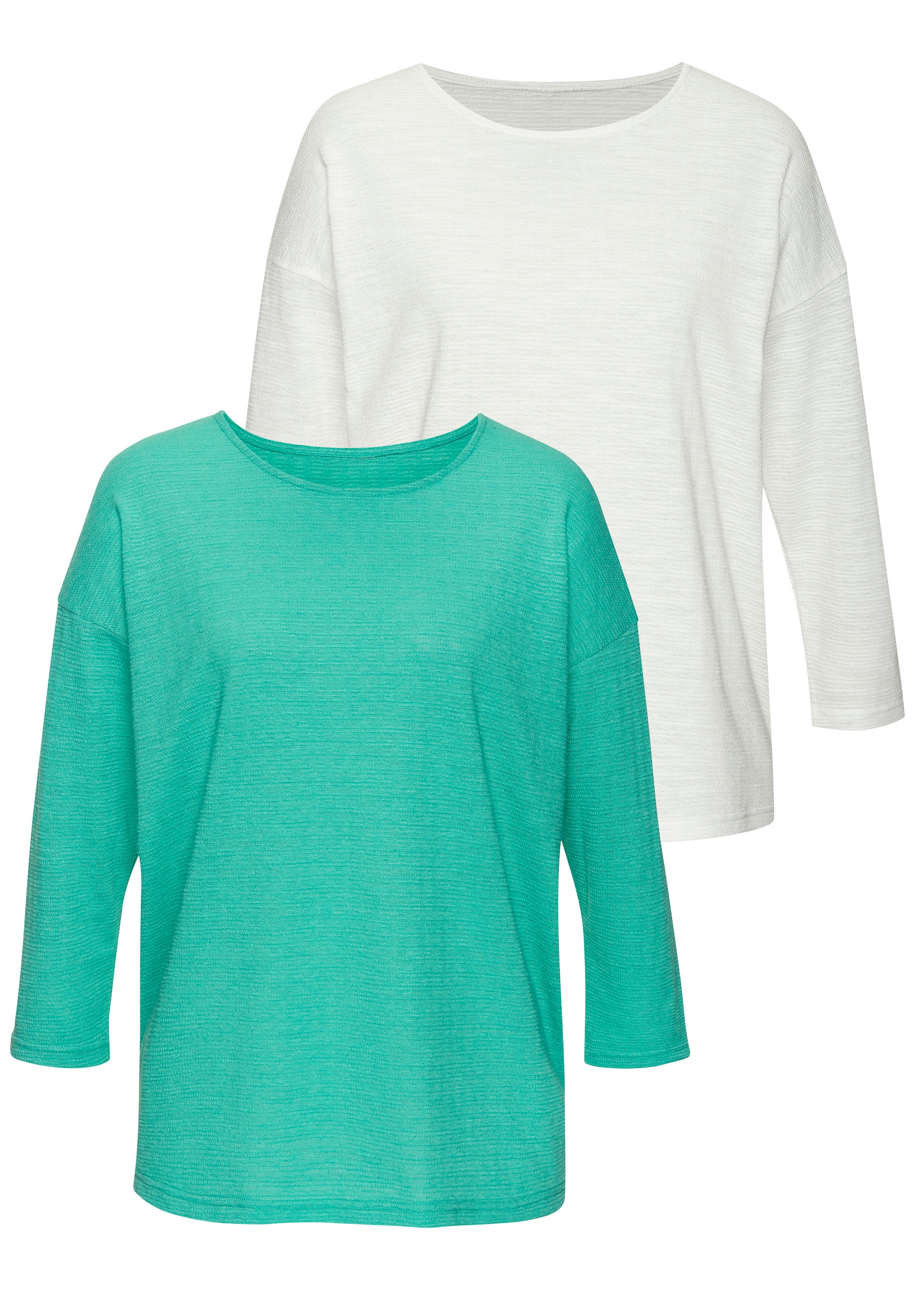 Vivance Langarmshirt »mit modischer Struktur«, (2er-Pack), aus bügelfreier Qualität mit Baumwolle