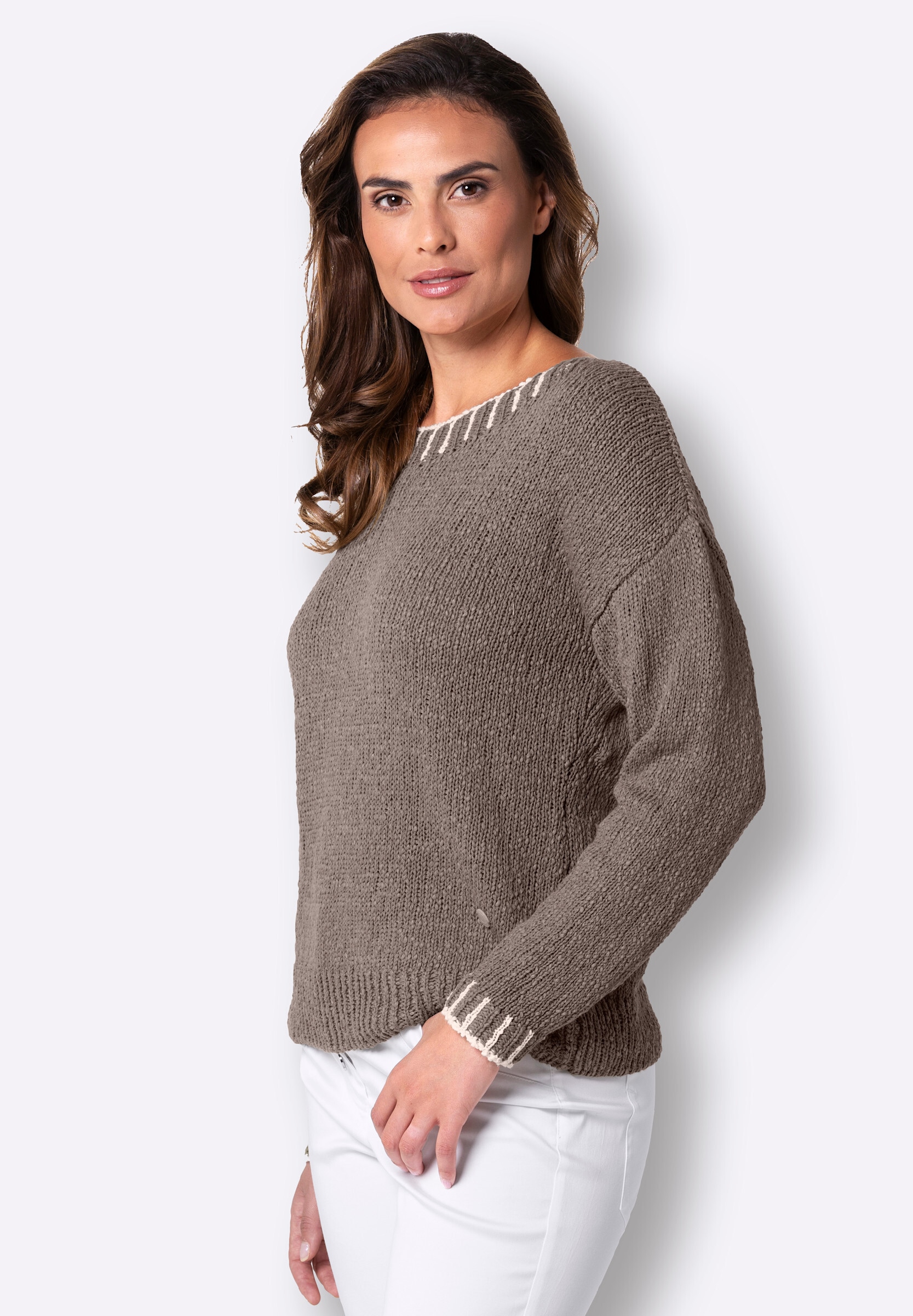 creation L Strickpullover »Leinen-Baumwoll-Pullover Baumwollpullover in Grobstrick-Qualität«