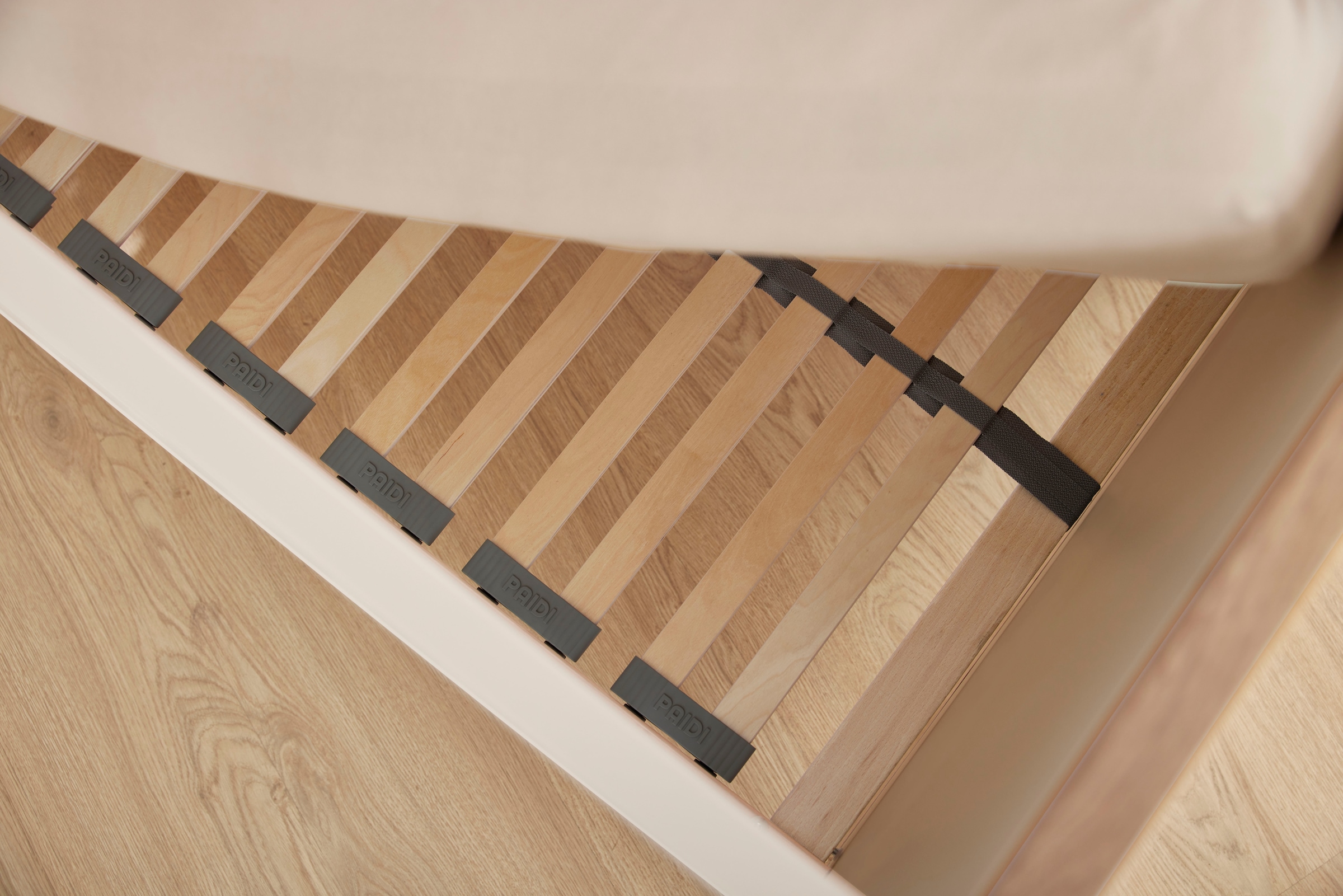 PAIDI Babybett »STIENE 70x140cm in Beige oder Grau, umbaubares Bett mit Massivholz« Gitterbett 4-fach höhenverstellbar, entnehmbare Sprossen, Kinderbett