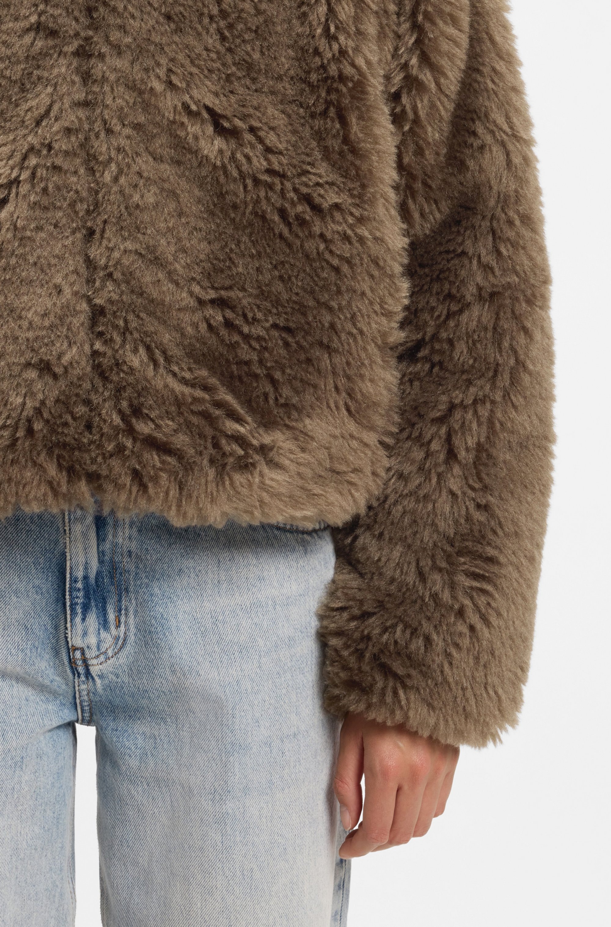 HUGO Fellimitatjacke »Felver« mit verstellbarem Saum