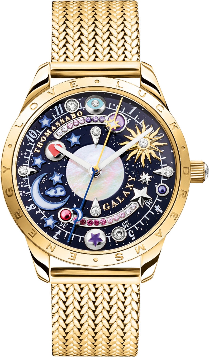 Quarzuhr »COSMIC AMULET«, Armbanduhr, Damenuhr, Zirkonia, Herz, Mond, Sterne
