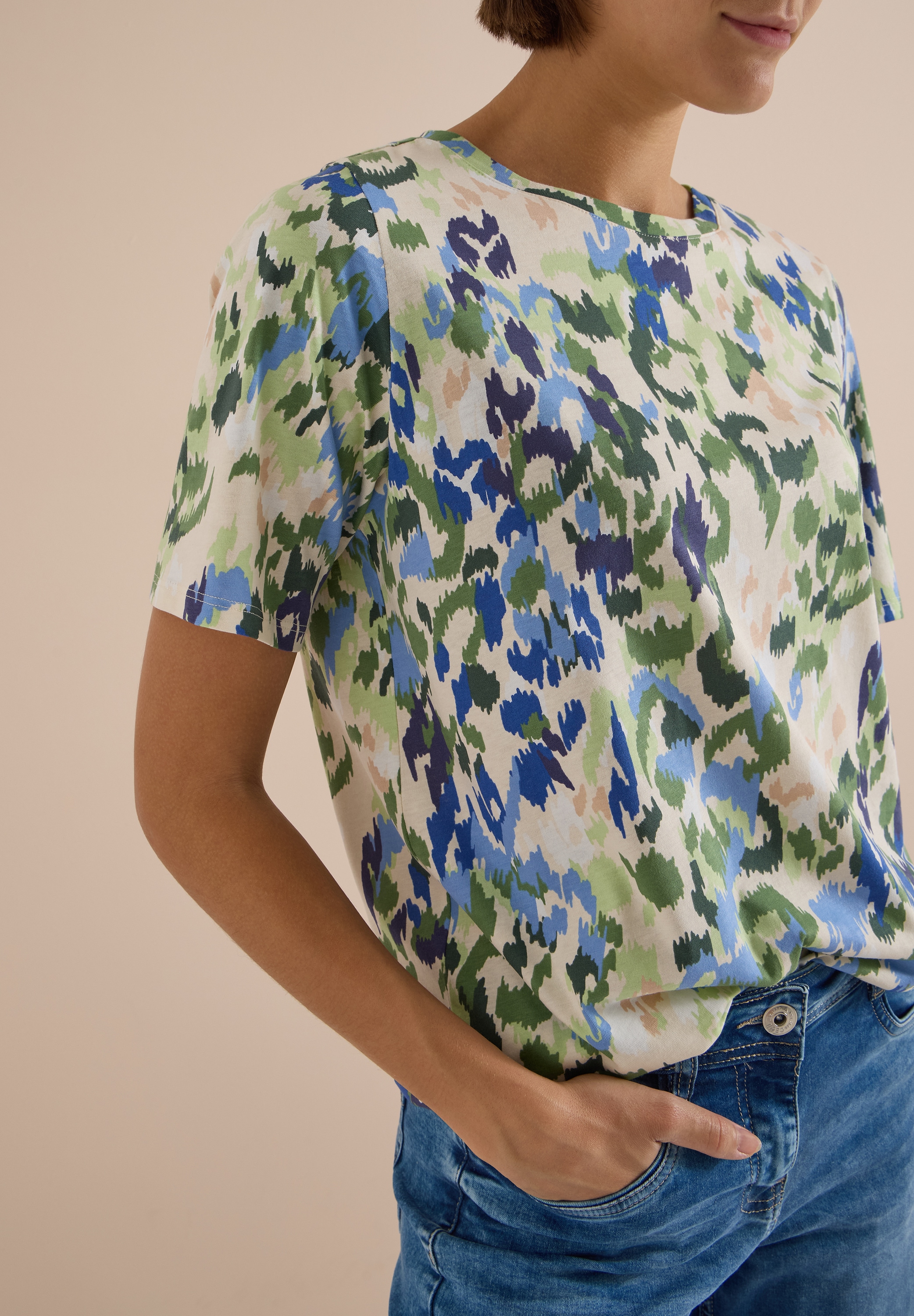 Cecil Kurzarmshirt Sommershirt mit Boat Neck und Print