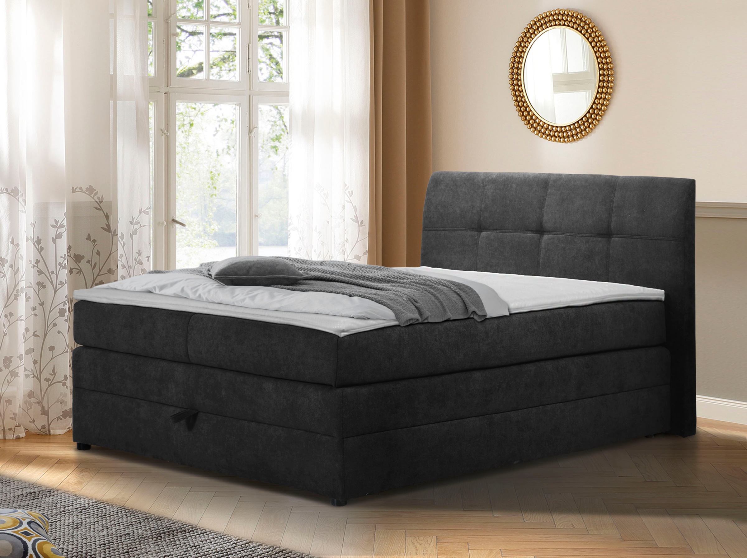 DELAVITA Boxspringbett »Finja«, (4 tlg.), besonders komfortable Liegehöhe, mit praktischem Bettkasten