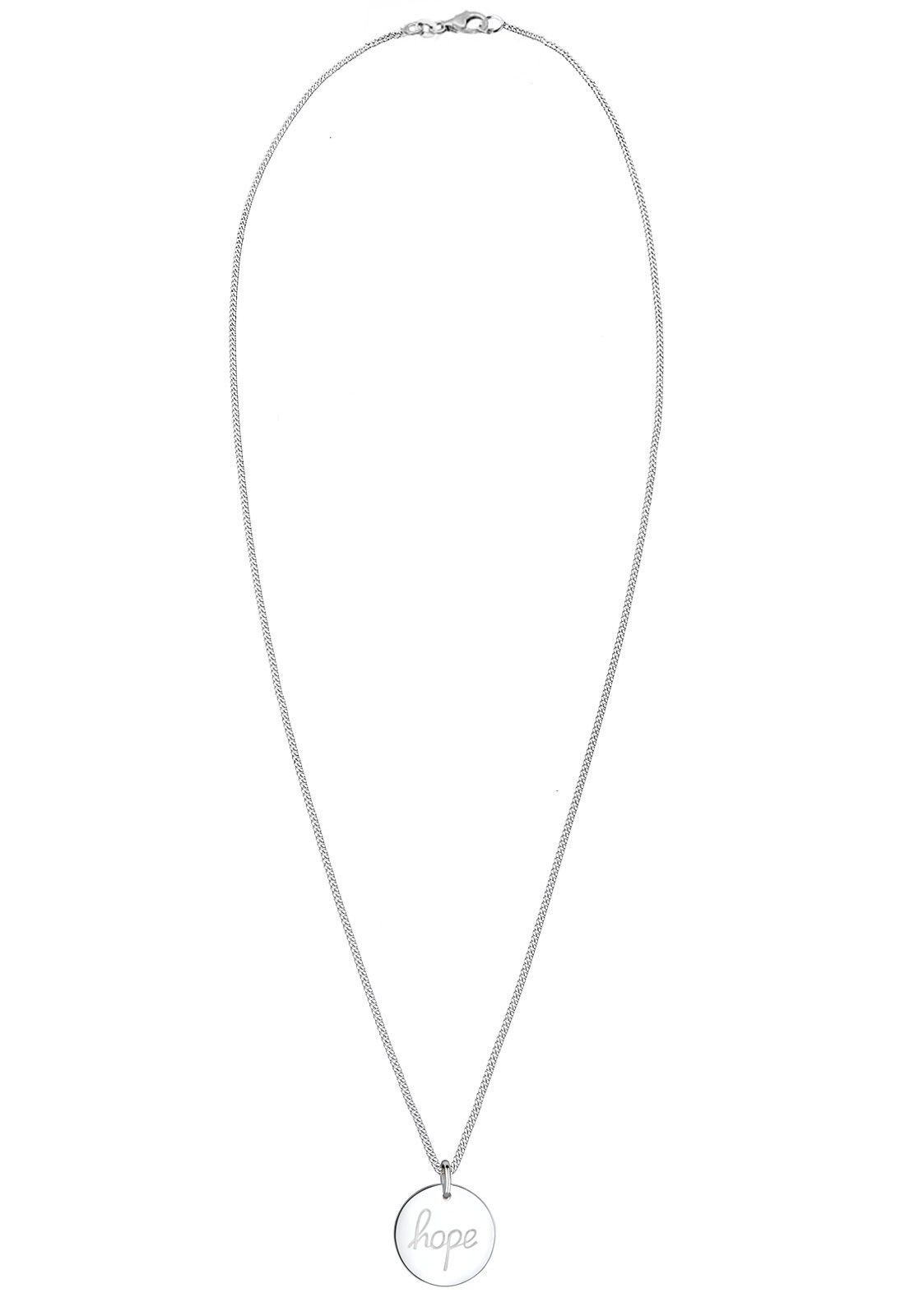 Elli Kette mit Anhänger »Halskette Plättchen mit Gravur Hope 925 Silber«