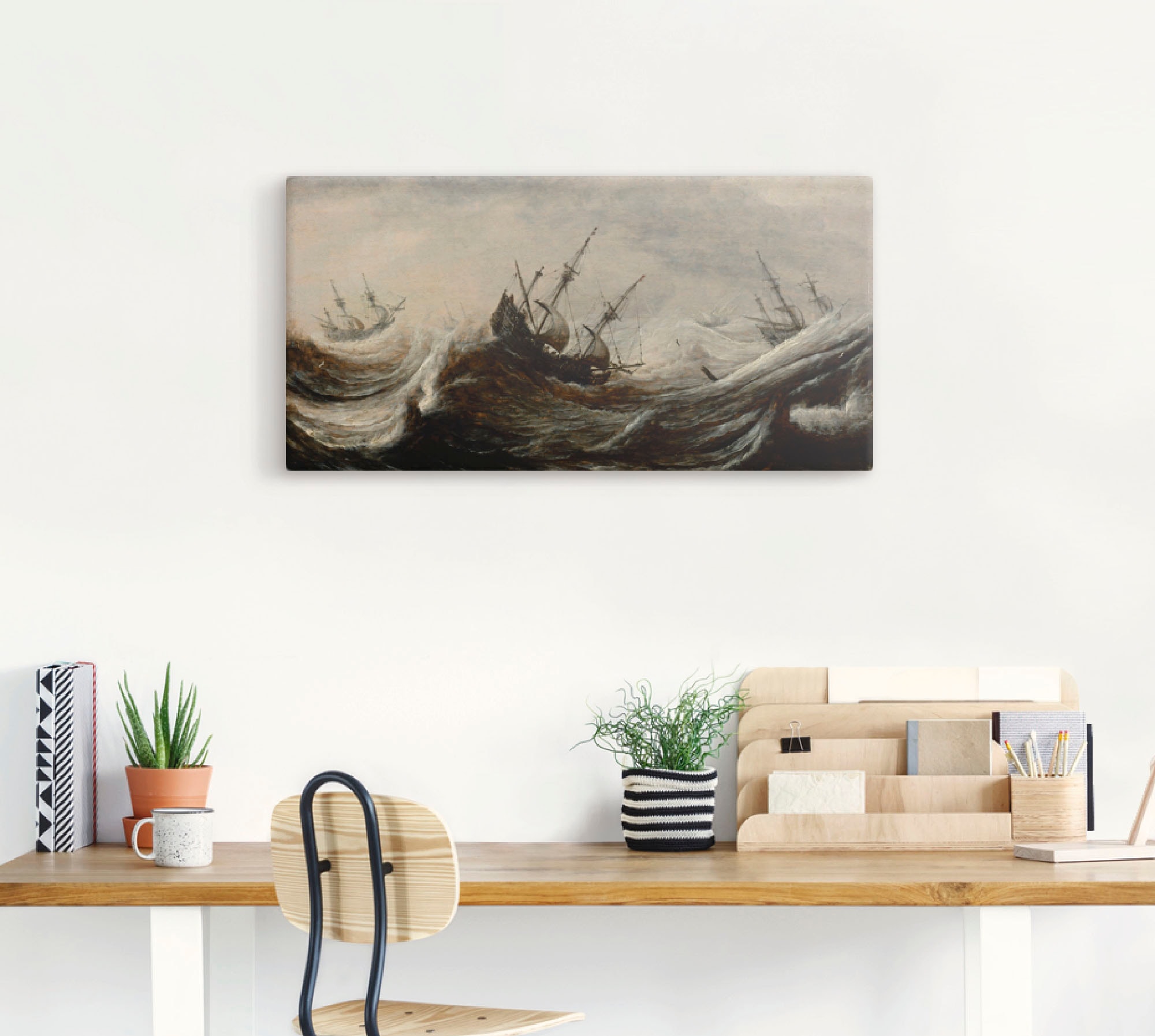 Artland Wandbild »Schiffe in stürmischer See.«, Gewässer, (1 St.), als Leinwandbild, Poster in verschied. Größen