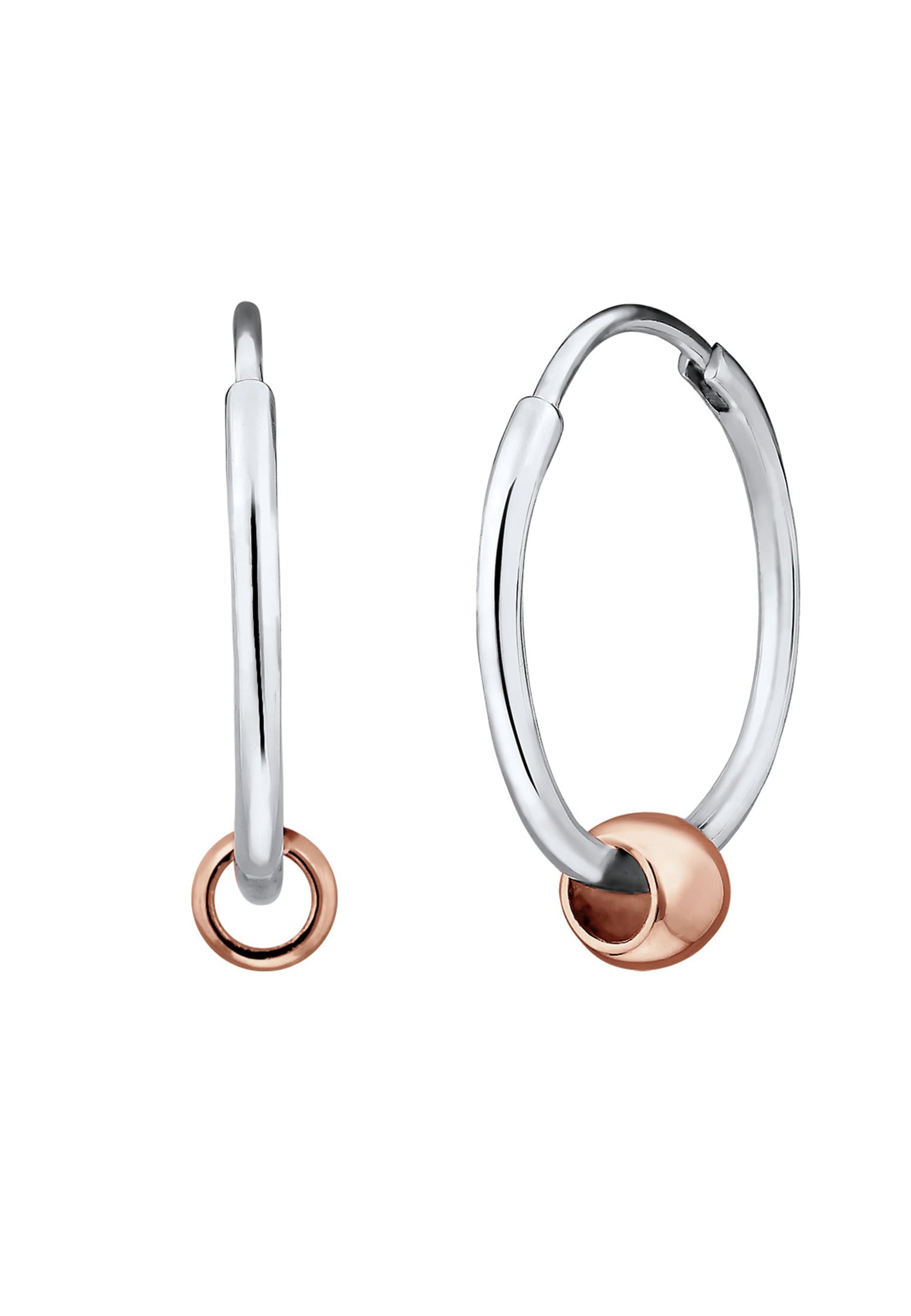 Elli Paar Creolen »Ohrringe Kugel Geo Creole Bi-Color 925 Sterling Silber«