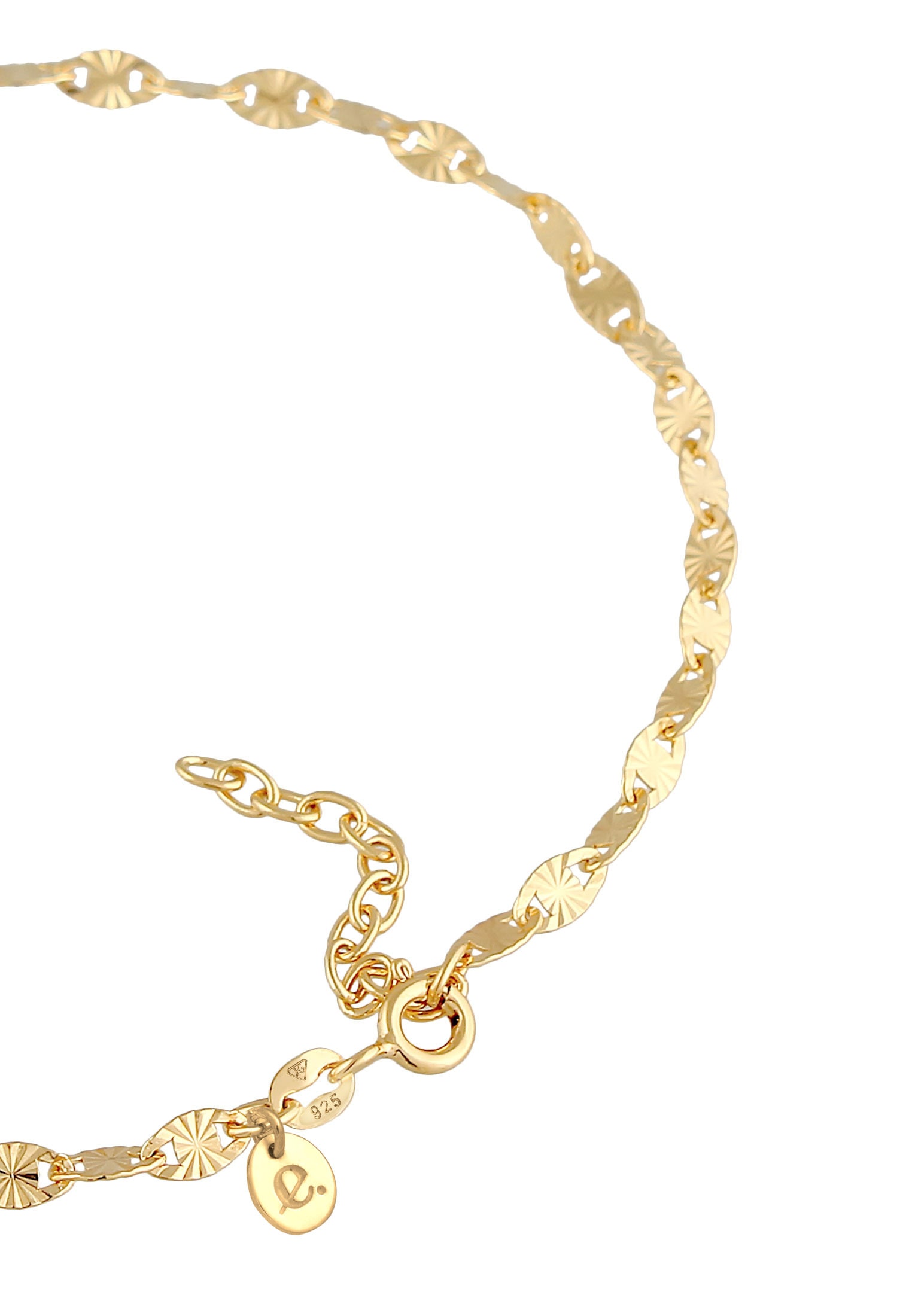 Elli Premium Fußkette »Fußschmuck Stern Look Plättchen Vintage Design 925 Silber«
