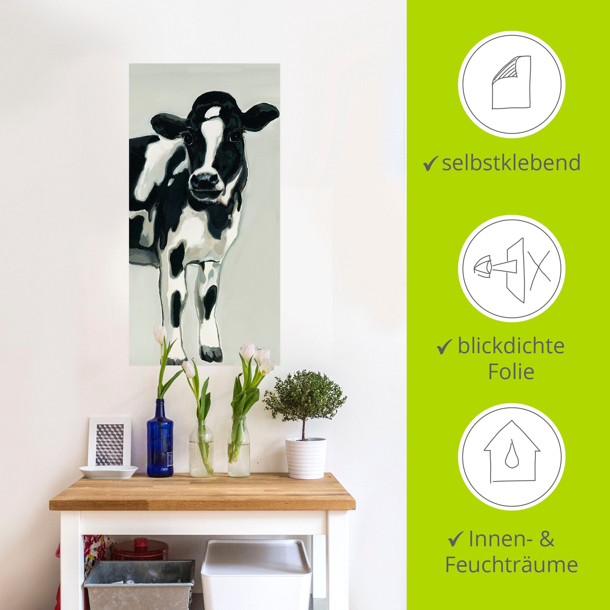 Artland Wandbild »Kuh«, Haustiere, (1 St.), als Alubild, Outdoorbild, Leinwandbild, Poster, Wandaufkleber