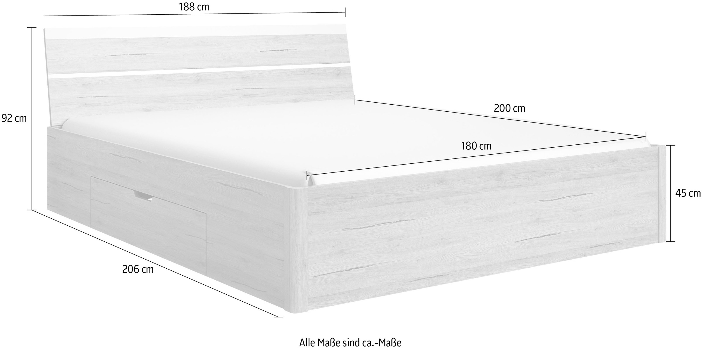INOSIGN Stauraumbett »Beta, Breite 160 oder 180cm, moderne Bettanlage mit 2 Schubladen«, Bettgestell in zwei Größen inklusive 2 Bettschubladen