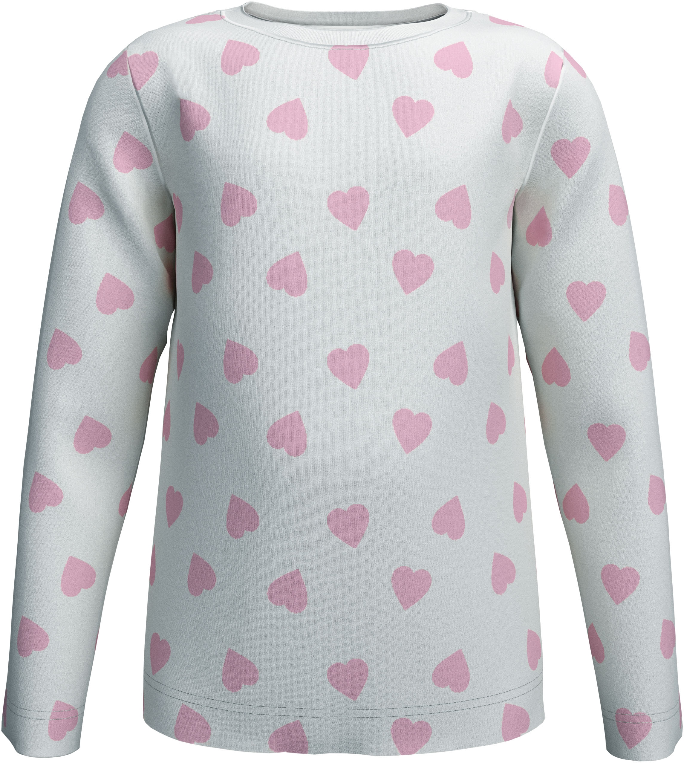 KIDSWORLD Langarmshirt »2er Pack 1x Herzen + 1x Unifarben Shirts«, (2 tlg.), 2er Pack Shirts mit Herzen