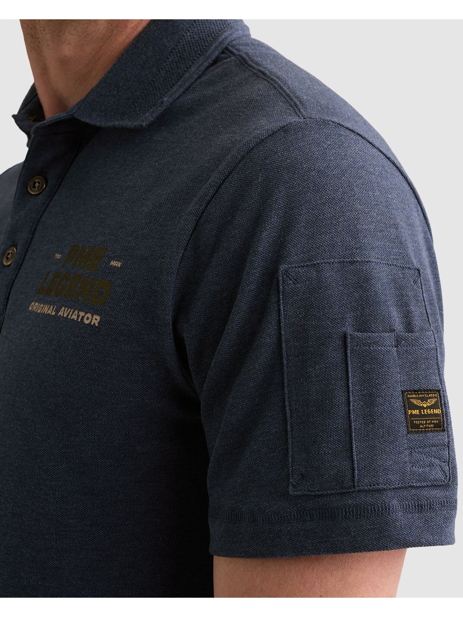 PME LEGEND Poloshirt Aufgesetzte Ärmeltasche mit Marken- Label
