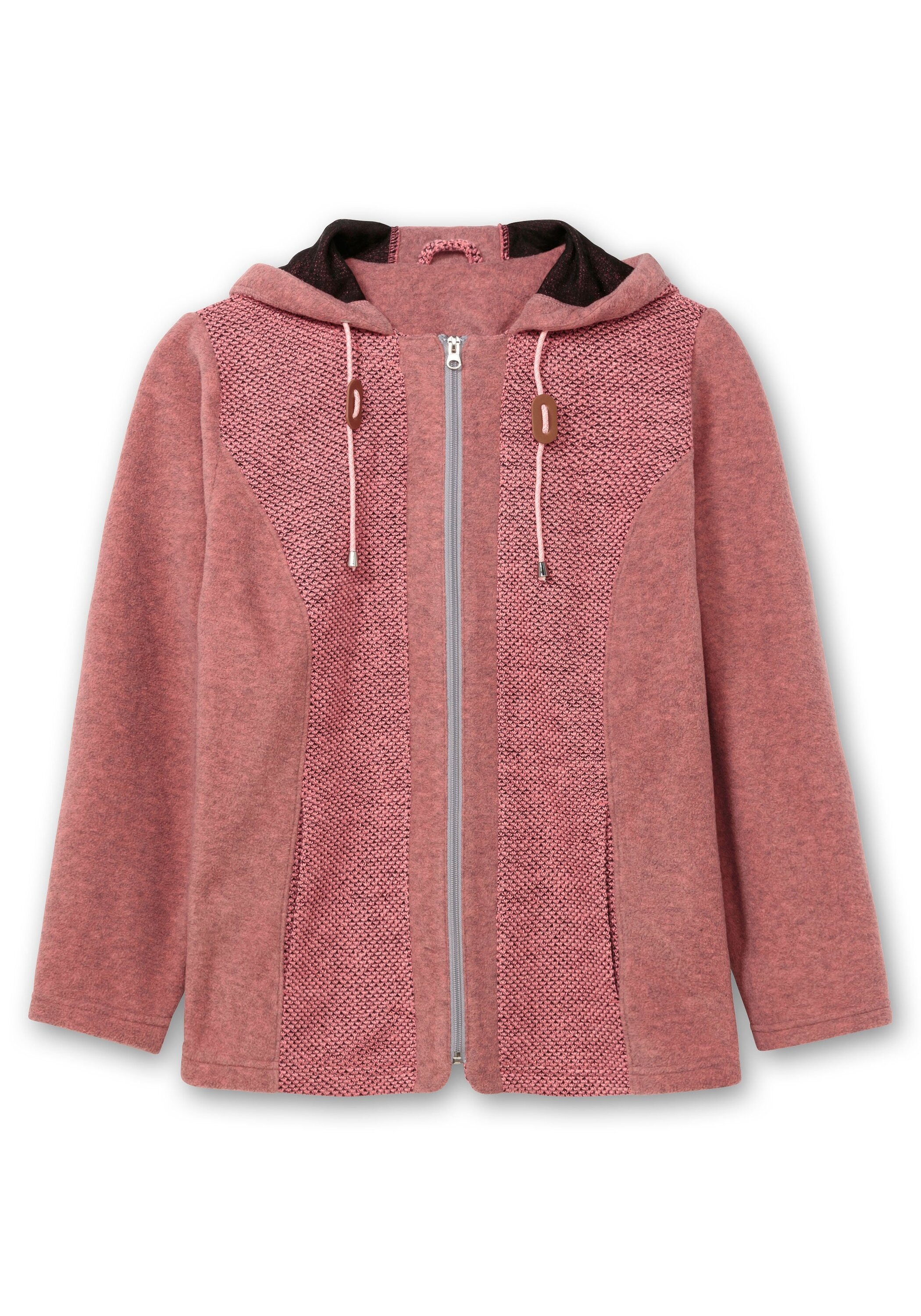 Sheego Fleecejacke »Fleecejacke mit Kapuze und Strick-Einsätzen«