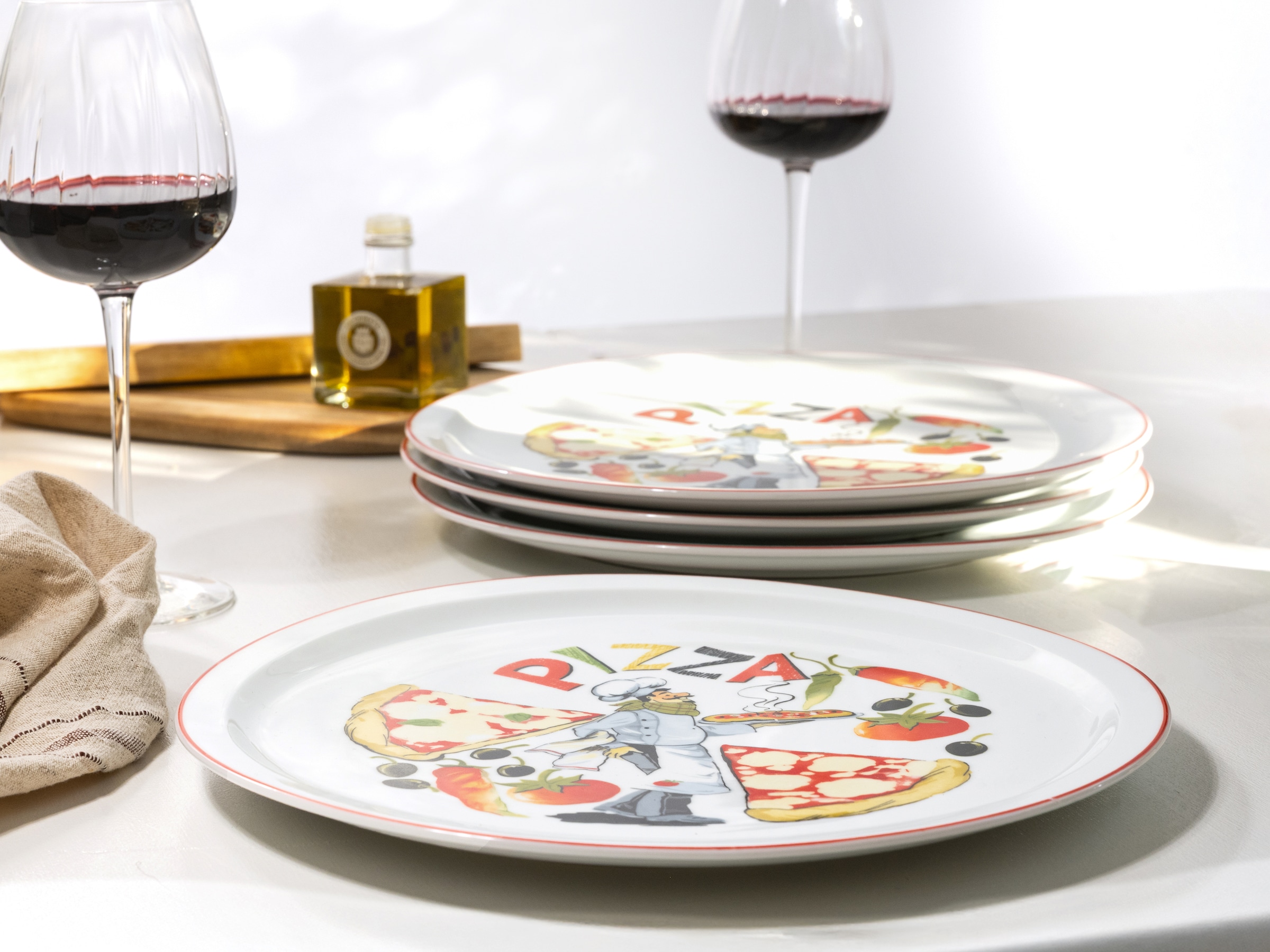 CreaTable Pizzateller »Milano Luigi, Teller-Set, 4-tlg.« Vielseitig einsetzbar, Europäische Qualität