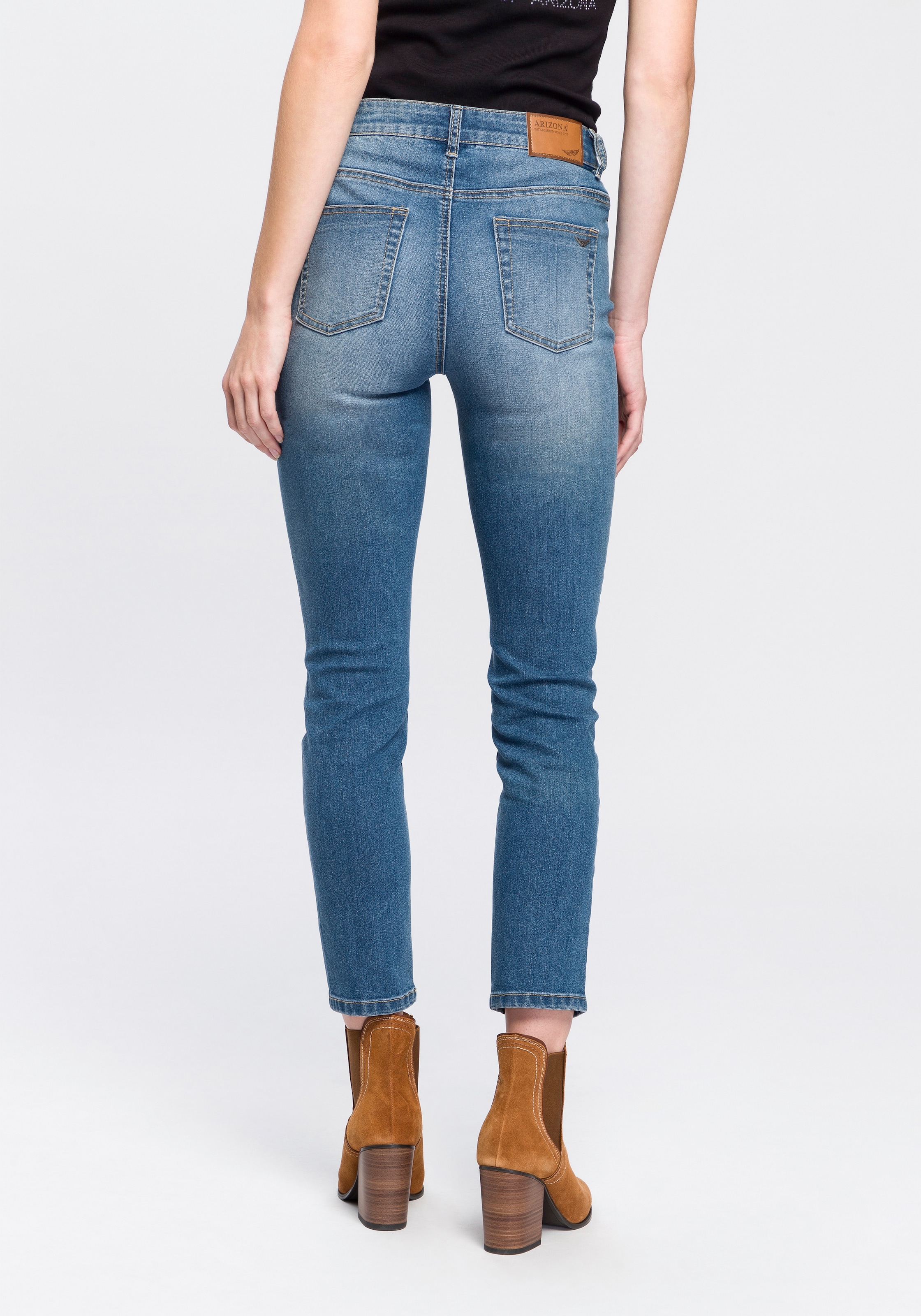 Arizona 7/8-Jeans »Shaping«, eng anliegend, Röhrenjeans, Used-Waschung, High-Waist, 7/8-Länge