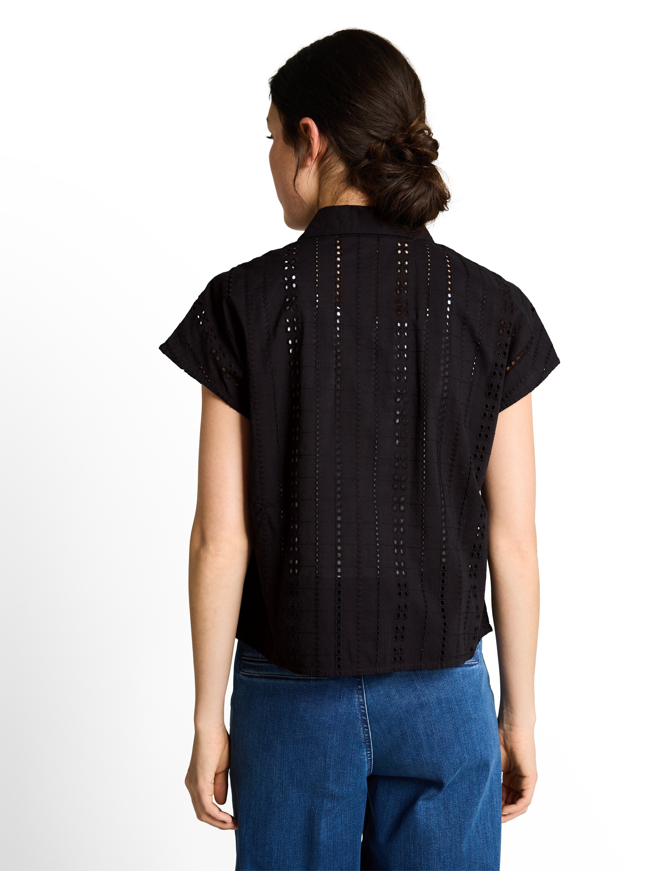 TOM TAILOR Denim Hemdbluse Sommerbluse mit Häkel-Details
