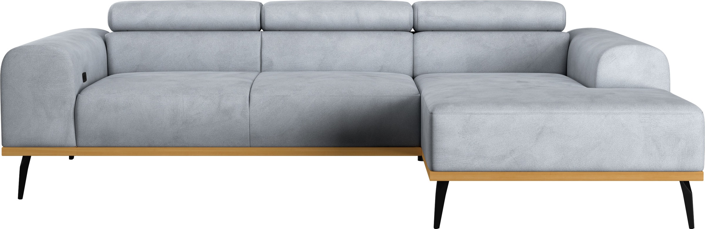 Places of Style Ecksofa »Carlo L-Form«, mit Kopfteilverstellung & Holz-Rahmenoptik, wahlweise Relaxfunktion