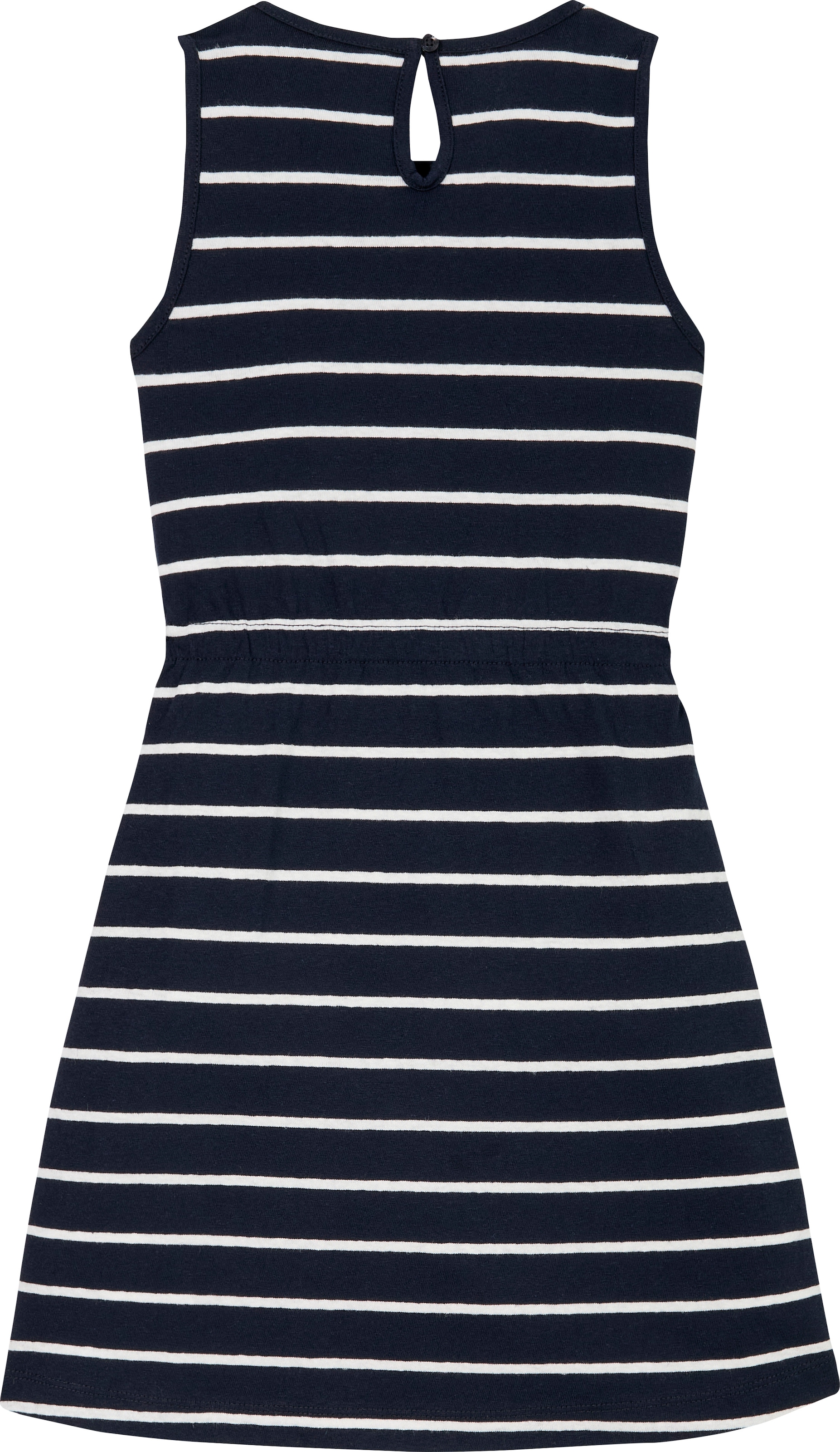 Tommy Hilfiger Jerseykleid »LINEN JERSEY DRESS SLVLS«, mit Streifenmuster, mit Logostickerei